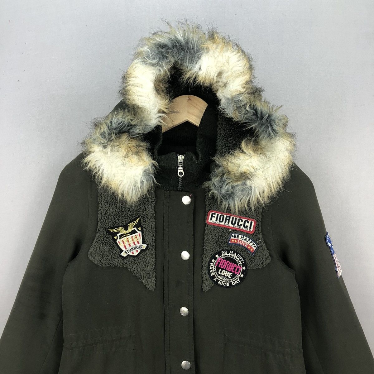 Fiorucci Vintage 00’s Fiorucci Patches Faux Fur Parka Size US XS / EU 42 / 0 - 4 Thumbnail
