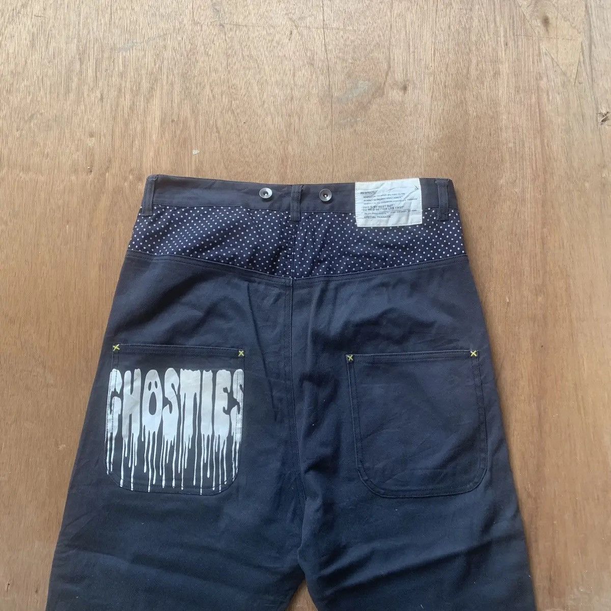 Japanese Brand 🔥 SALE 🔥 GHOSTLES TROUSERS CHIP CHIP SUSPENDERS DROP PANTS Size US 31 - 9 Thumbnail