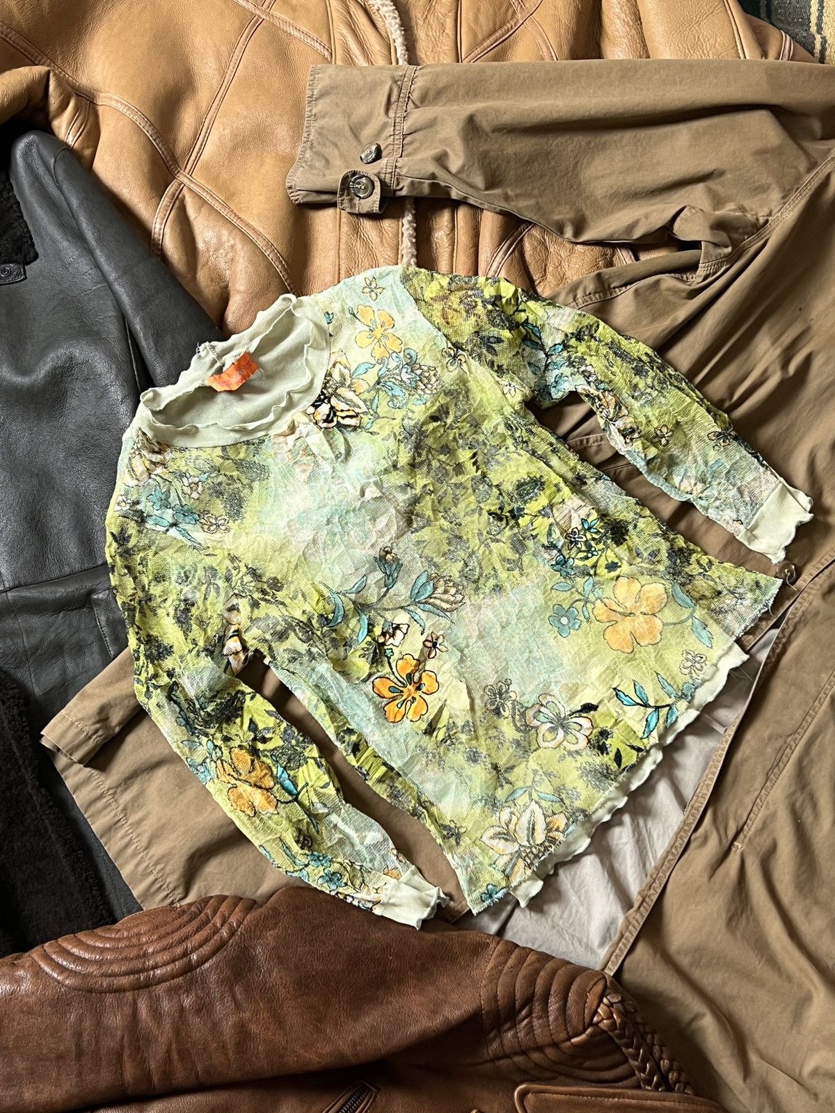 Jean Paul Gaultier Quinze Heures Trente Vintage Flowered Mesh Ganga Top Blouse Size S / US 4 / IT 40 - 2 Thumbnail