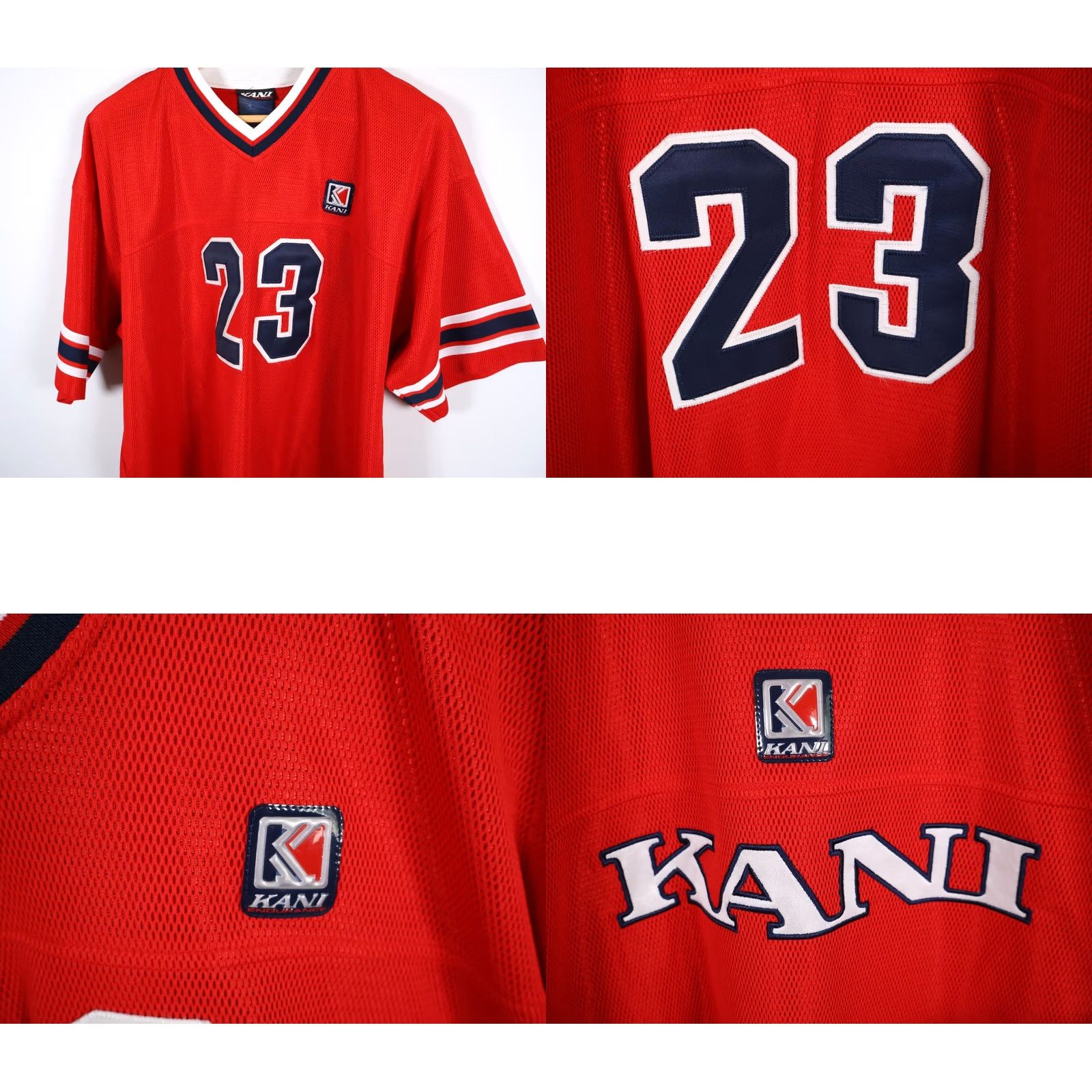Karl Kani VINTAGE Karl Kani Football Jersey Men's XL Red Dark Blue Sewn Stitched 23 Streetwear Hip Hop Retro Size US XL / EU 56 / 4 - 8 Thumbnail