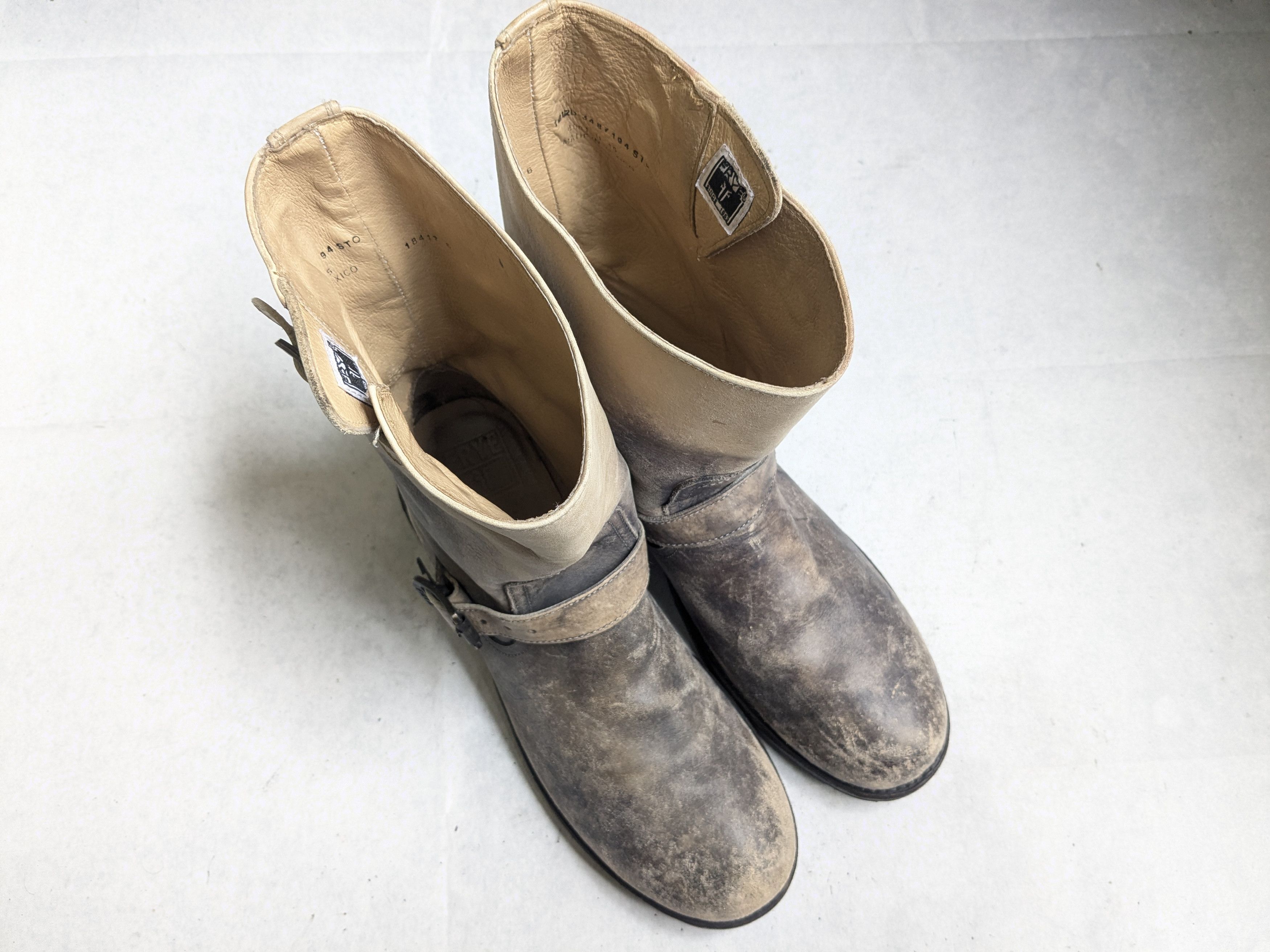 Frye Frye Engineer Boots Stonewash Leather 10.5 D Buckle Straps Size US 10.5 / EU 43-44 - 4 Thumbnail