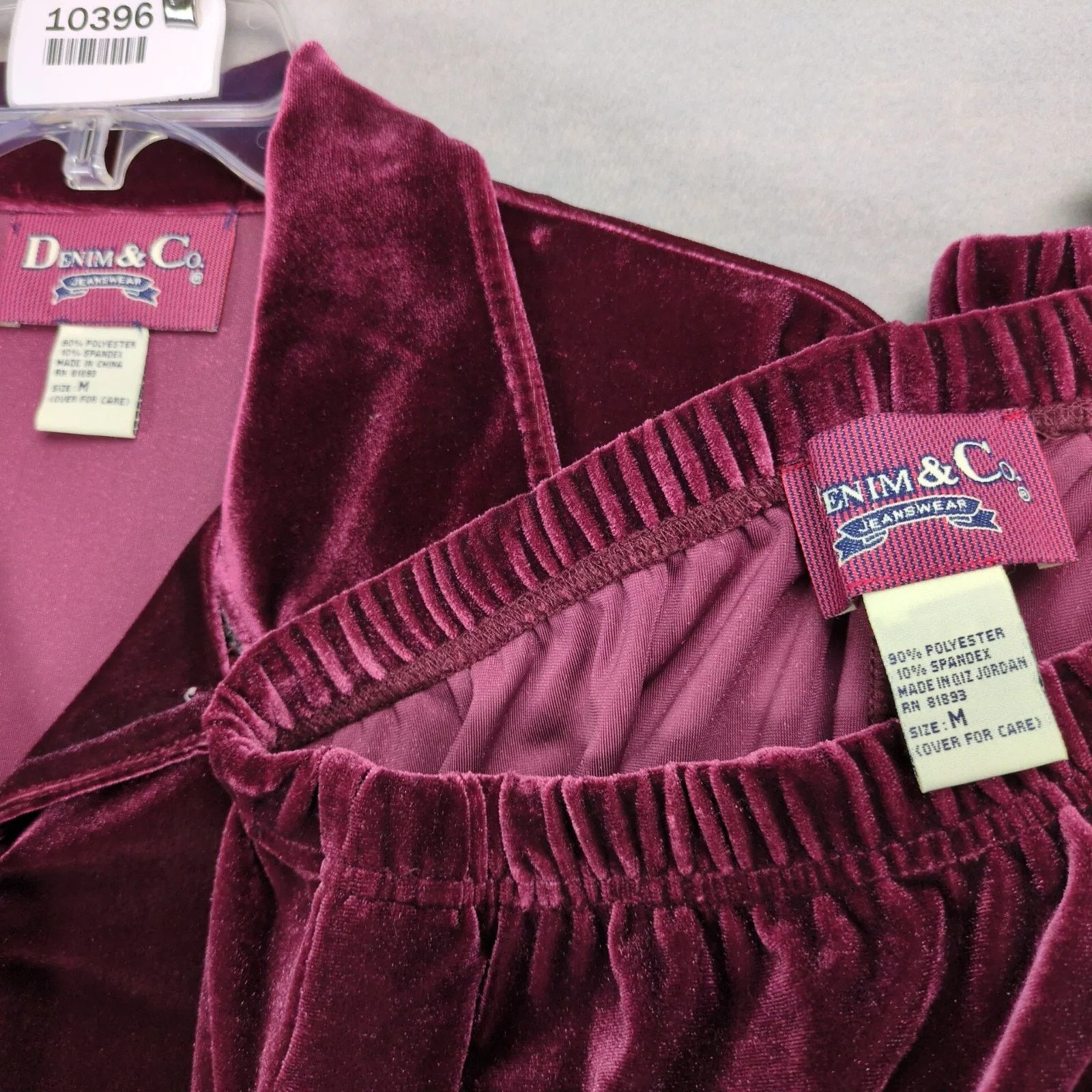 Denim & Co. Denim & Co 3pc Burgundy Velour Outfit: Shirt Skirt Pants M Size M / US 6-8 / IT 42-44 - 8 Thumbnail