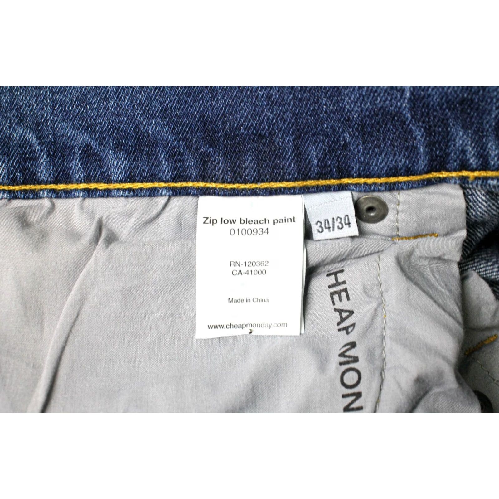 Cheap Monday Cheap Monday Jeans Men Slim Zip Low Bleach Print W34/L34 Faded Blue Denim Slim Fit Distressed No Pattern Casual Blue Jeans Size US 34 / EU 50 - 6 Thumbnail
