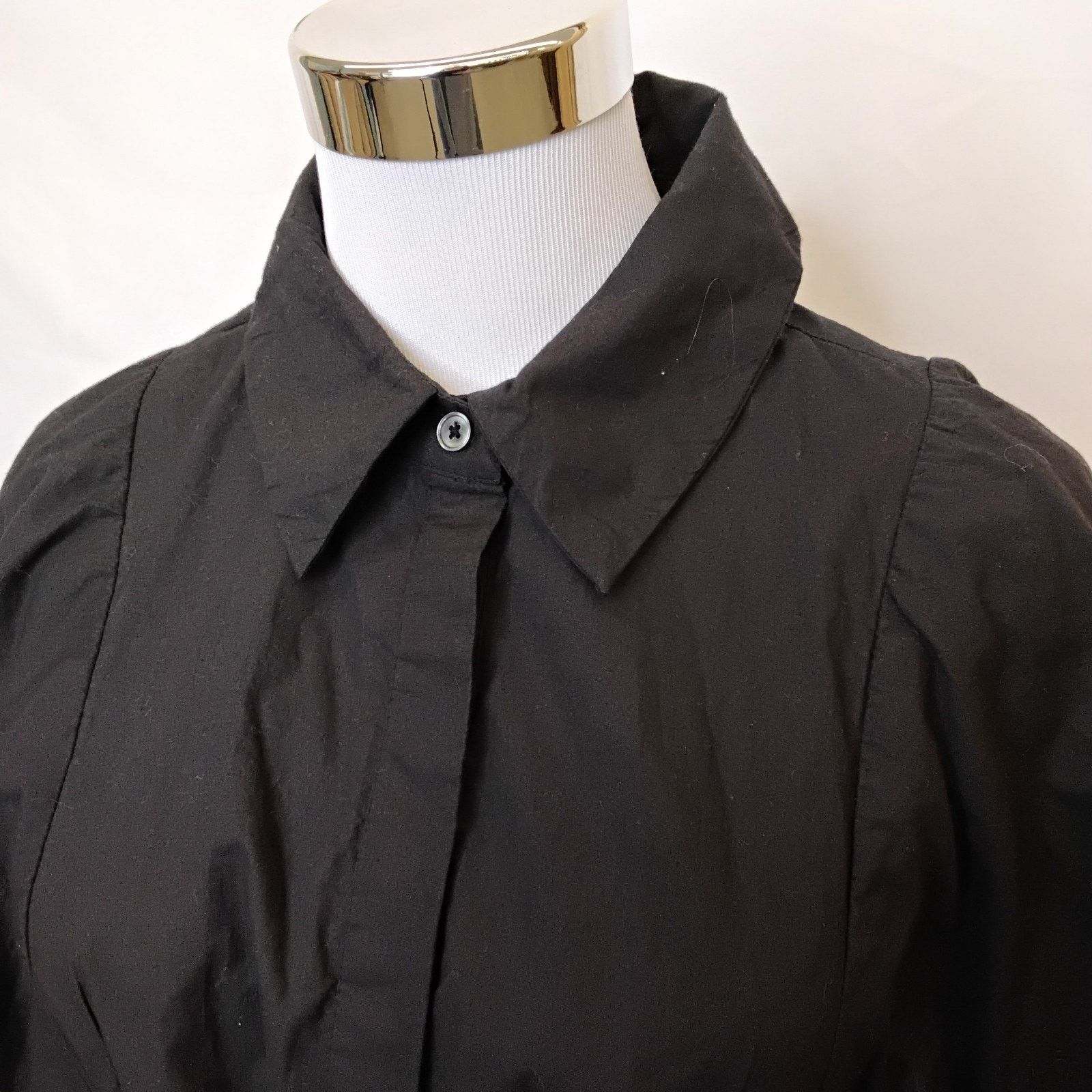 Free People Free People Puff Sleeve Mini Dress Women's M Black Button-Up Size M / US 6-8 / IT 42-44 - 4 Thumbnail