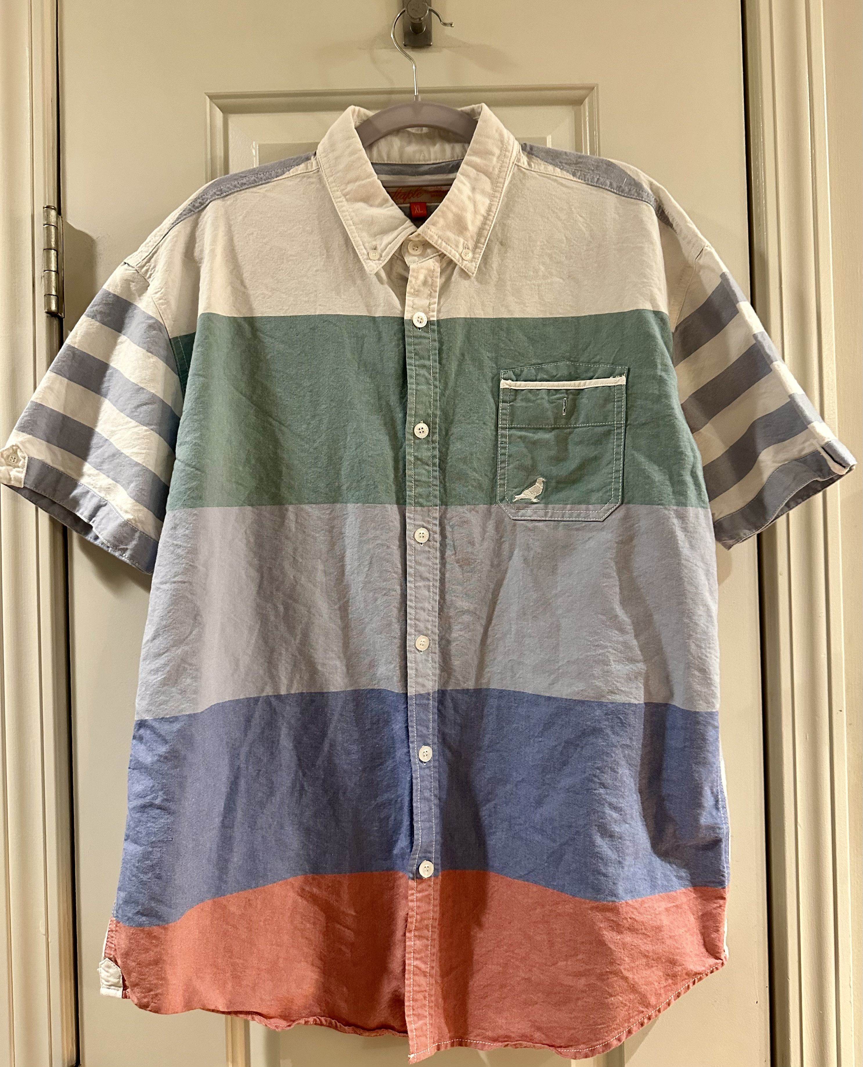 Staple Staple Pigeon Color Block Short Sleeve Button-Up Shirt Size US XL / EU 56 / 4 - 2 Thumbnail
