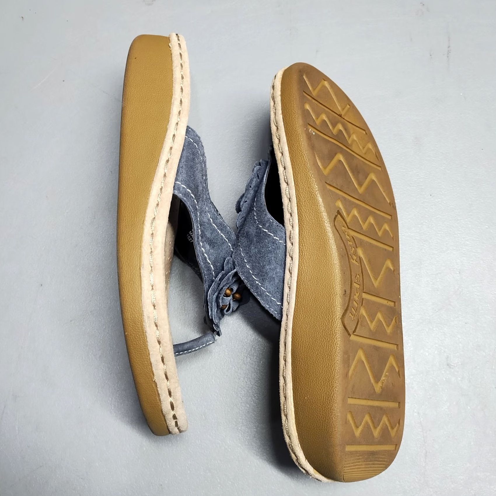 Vintage Easy Spirit Thong Womens Brown & Blue DreamLove Sandals Leather Slip Size US 9 / IT 39 - 3 Thumbnail