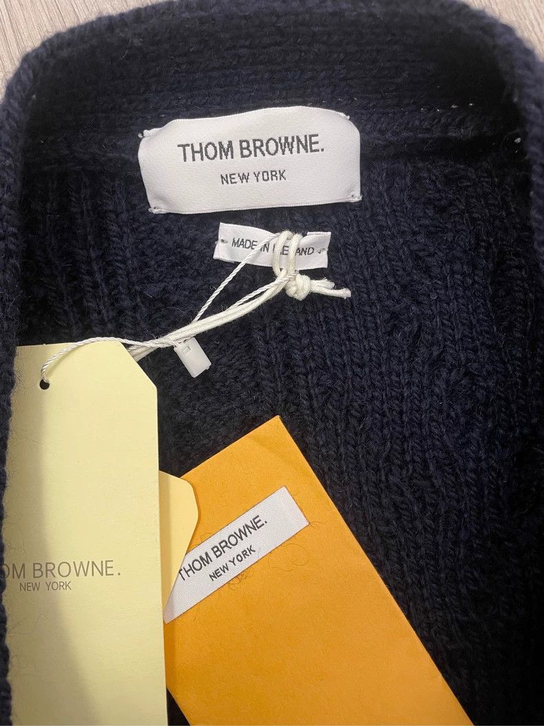 Thom Browne Thom browne Dark blue four-striped thick wool horsehair car Size US M / EU 48-50 / 2 - 6 Thumbnail