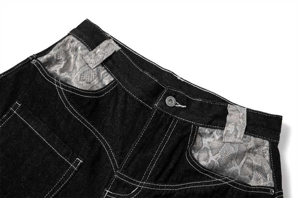 Japanese Brand × Jean Trendy men's snake print workwear straight jeans Size US 32 / EU 48 - 4 Thumbnail