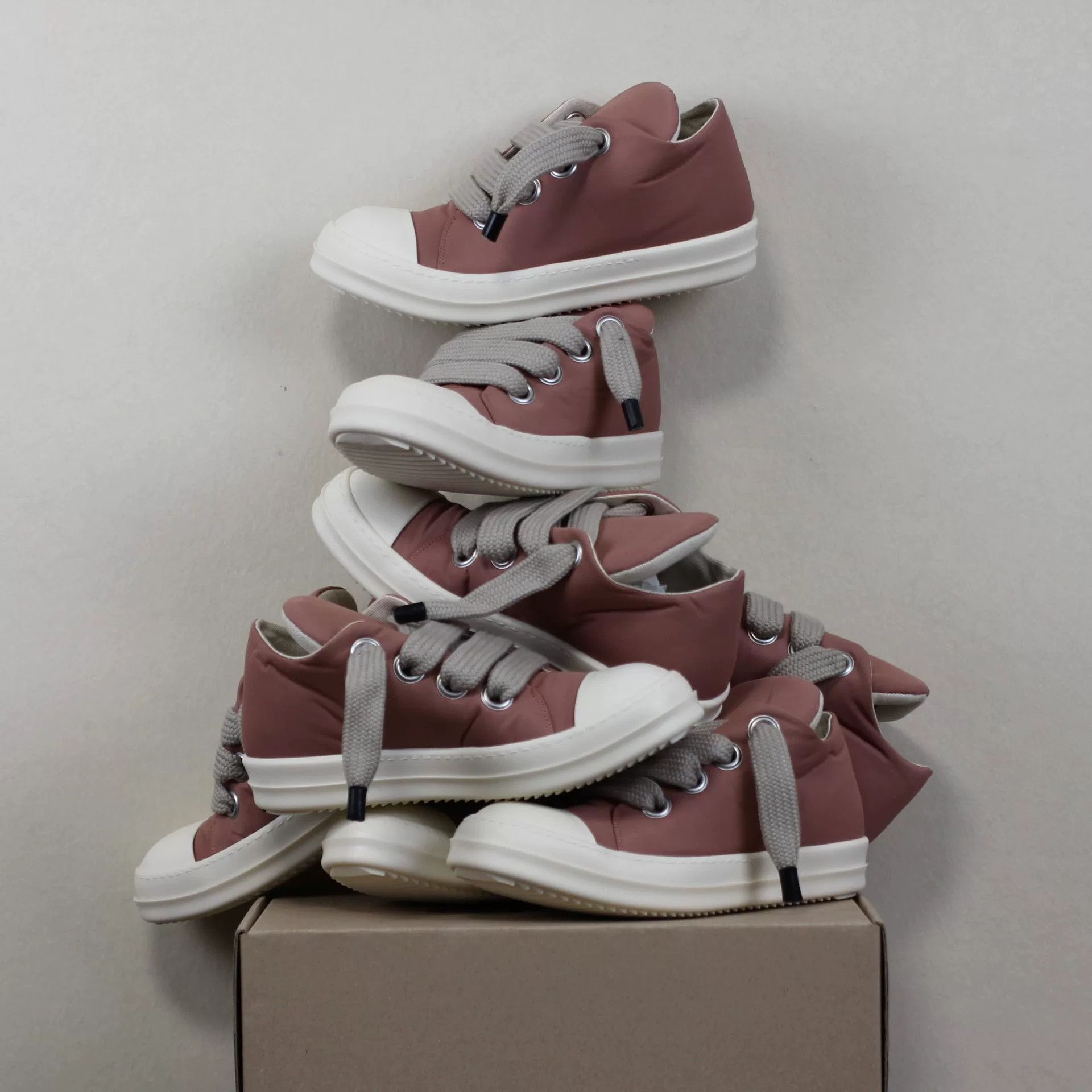 Rick Owens Drkshdw Pink Bread Shoes with Grosgrain Laces Size US 8 / IT 38 - 1 Thumbnail