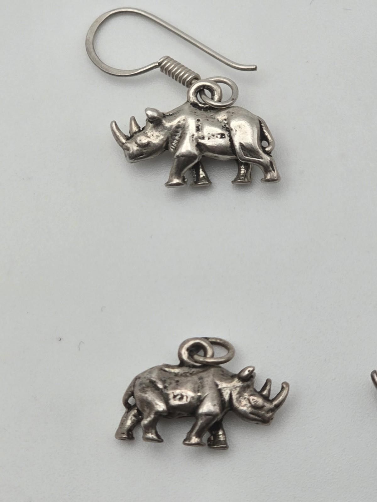 Other Sterling Silver Rhino Earring & Charm Set (4pc) Size ONE SIZE - 3 Thumbnail