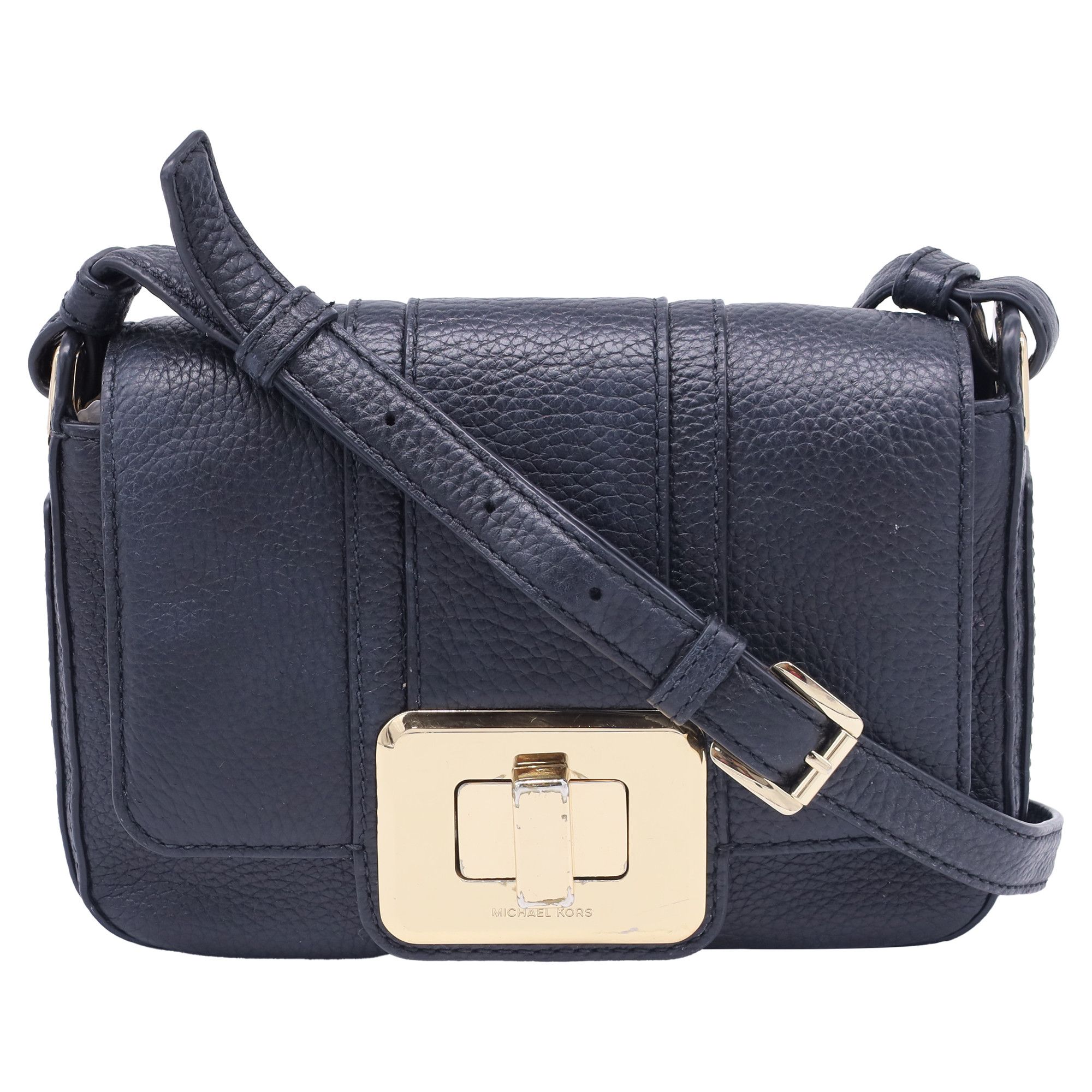 Michael Kors Michael Kors Lila Pebbled Crossbody Bag in Black Leather Size ONE SIZE - 1 Thumbnail