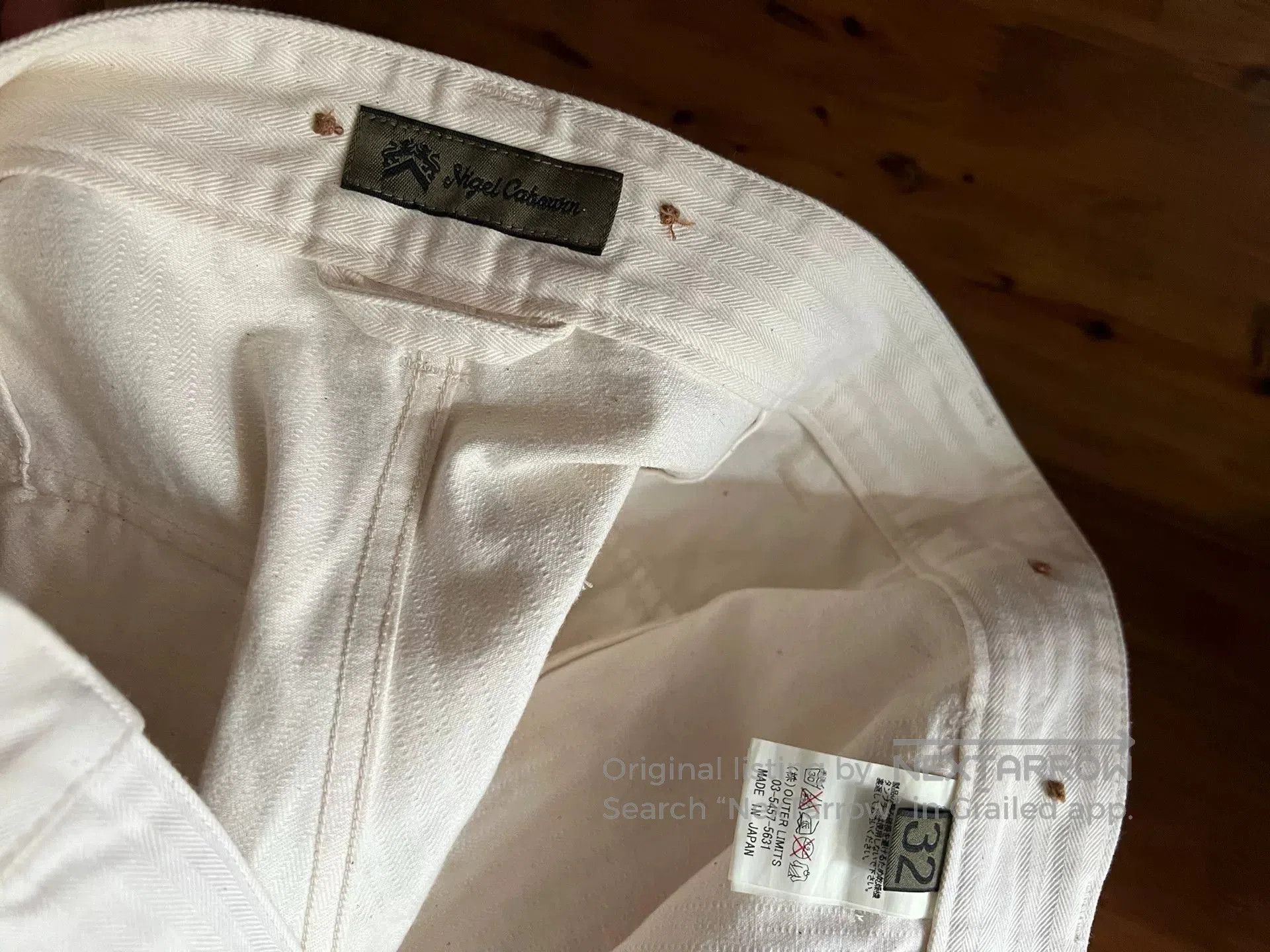 Nigel Cabourn Nigel Cabourn White Herringbone Cargo Shorts. Size US 32 / EU 48 - 8 Thumbnail