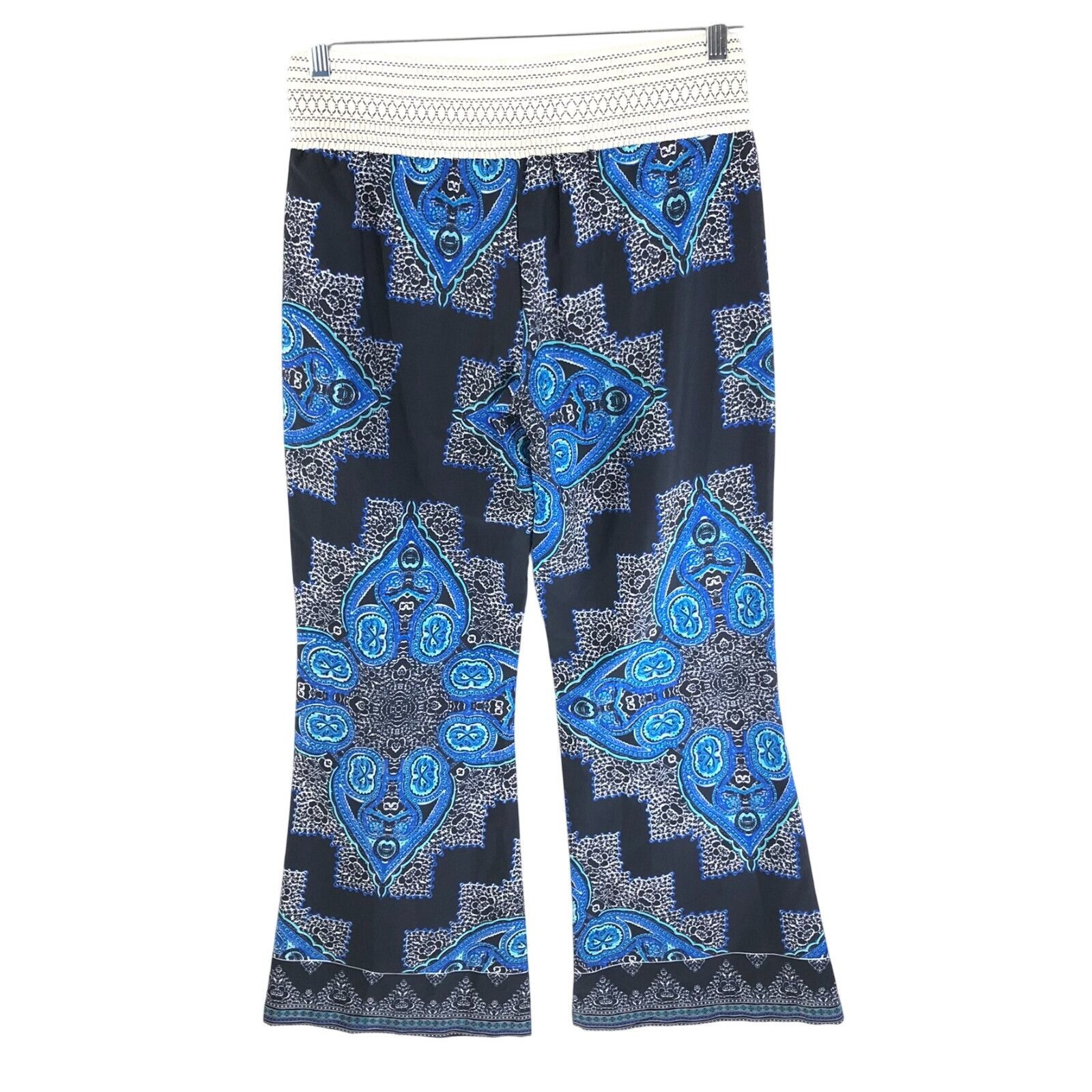 Other Vanilla Star Womens Lounge Pants Pull On Flare Geometric Nav Size 32" / US 10 / IT 46 - 2 Thumbnail