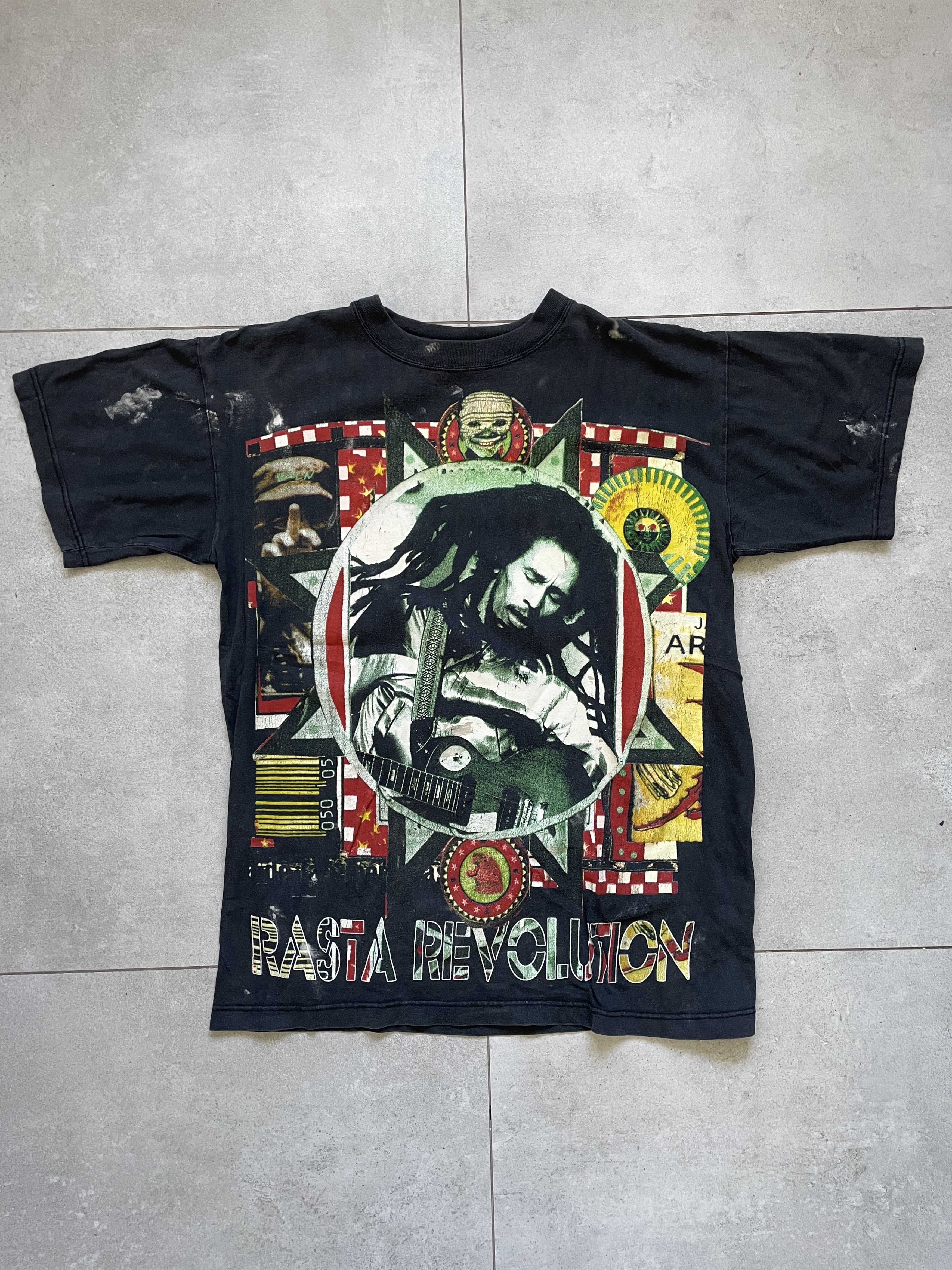 Vintage VINTAGE 90S BOB MARLEY RASTA REVOLUTION BLACK WASHED TEE Size US XL / EU 56 / 4 - 1 Thumbnail