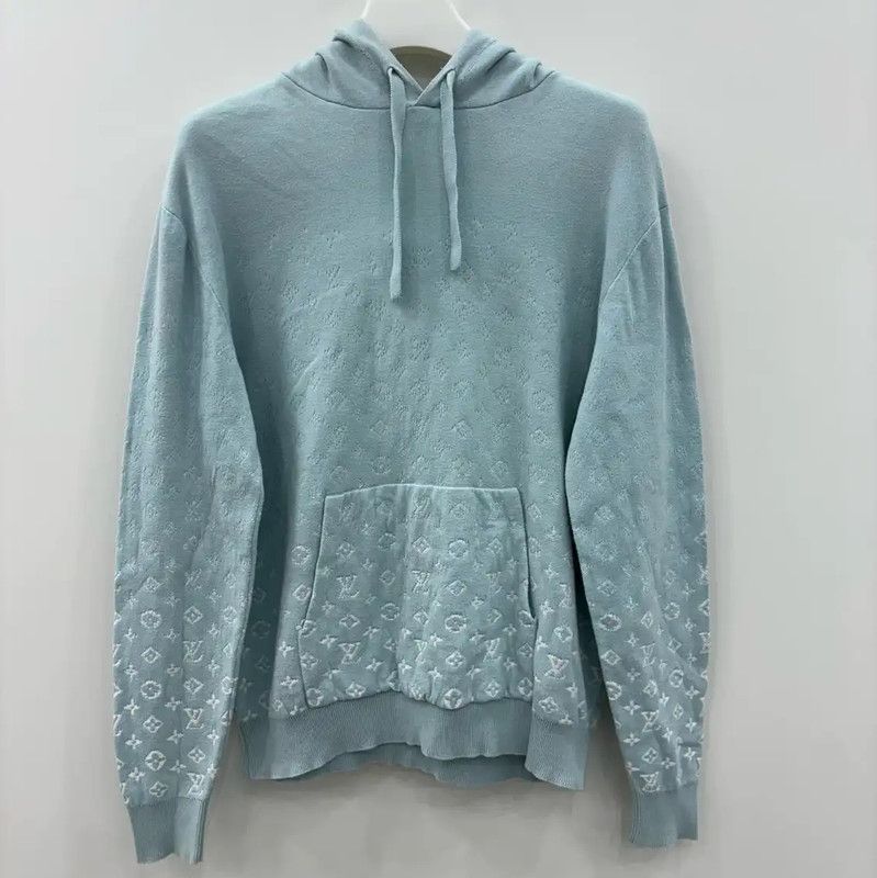 Louis Vuitton Louis Vuitton Light Blue Cotton Knitted Hoodie 0089 Size XL / US 12-14 / IT 48-50 - 1 Thumbnail