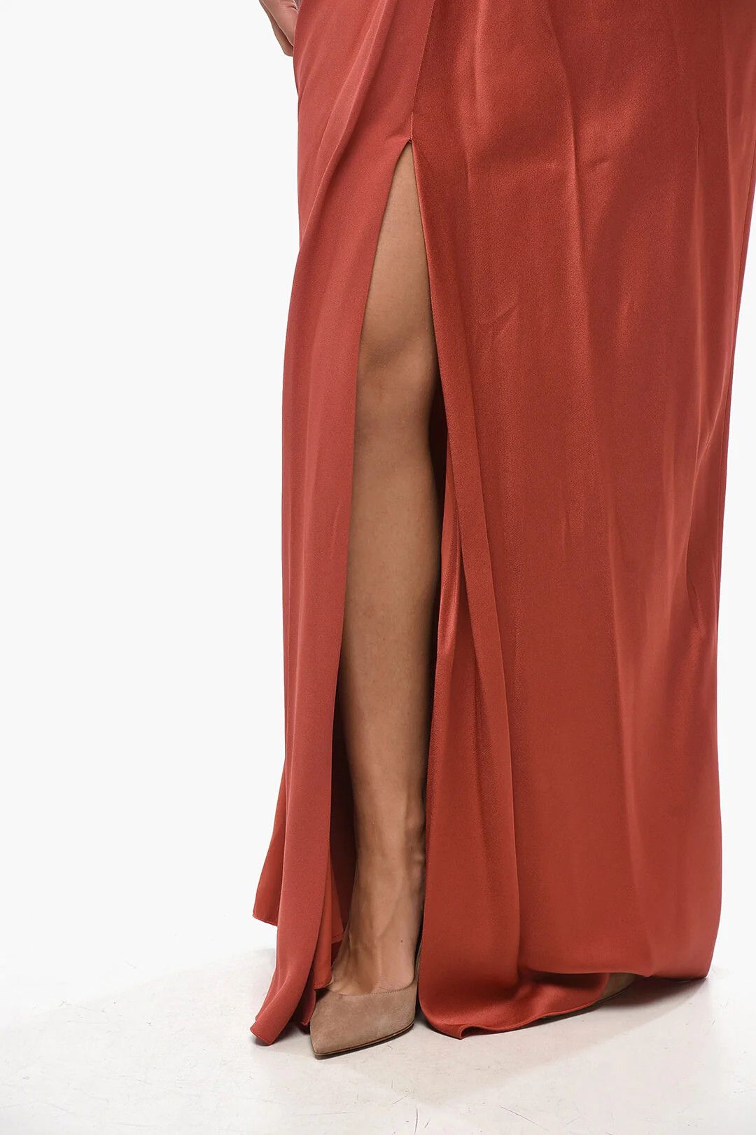 Max Mara og1mm0426 Satin Dress in Red Size XS / US 0-2 / IT 36-38 - 3 Thumbnail