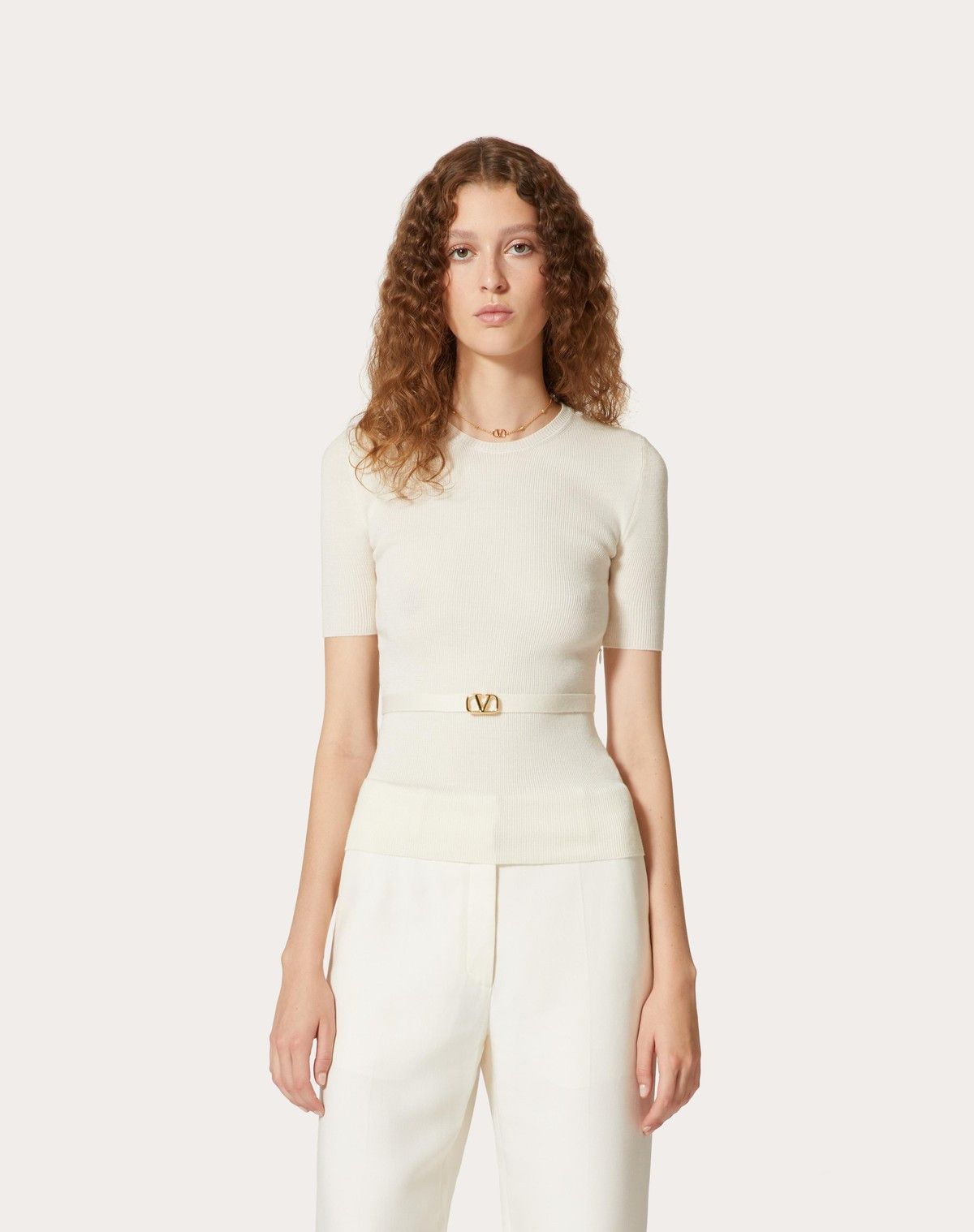 Valentino o1s1wg110525 Wool Jumper in White Size M / US 6-8 / IT 42-44 - 4 Thumbnail