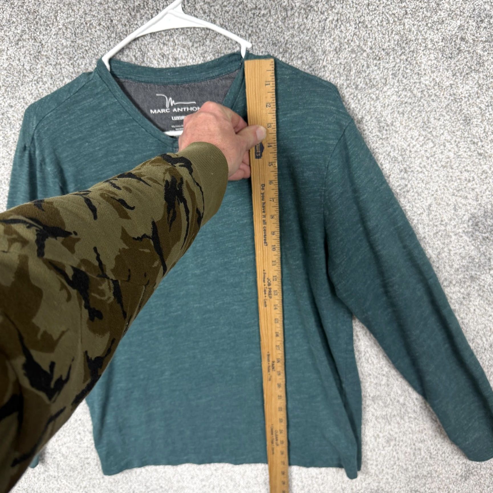 Vintage Marc Anthony Luxury Shirt Mens L Green Henley Long Sleeve Solid Jersey 60/40 Cotton Polyester With Button 4-Front Placket Vintage? No Size US L / EU 52-54 / 3 - 2 Thumbnail