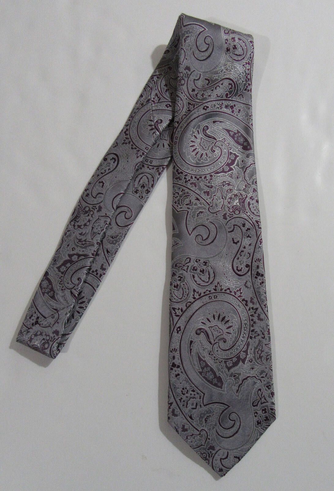 Designer Donald J. Trump Signature Collection Necktie Grey Paisley Size ONE SIZE - 1 Thumbnail