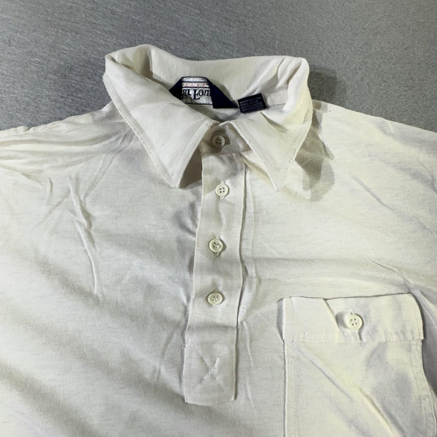 Vintage VINTAGE Par Four Polo Shirt Mens L White Short Sleeve Golf Pocket Button Sportswear Size US L / EU 52-54 / 3 - 3 Thumbnail
