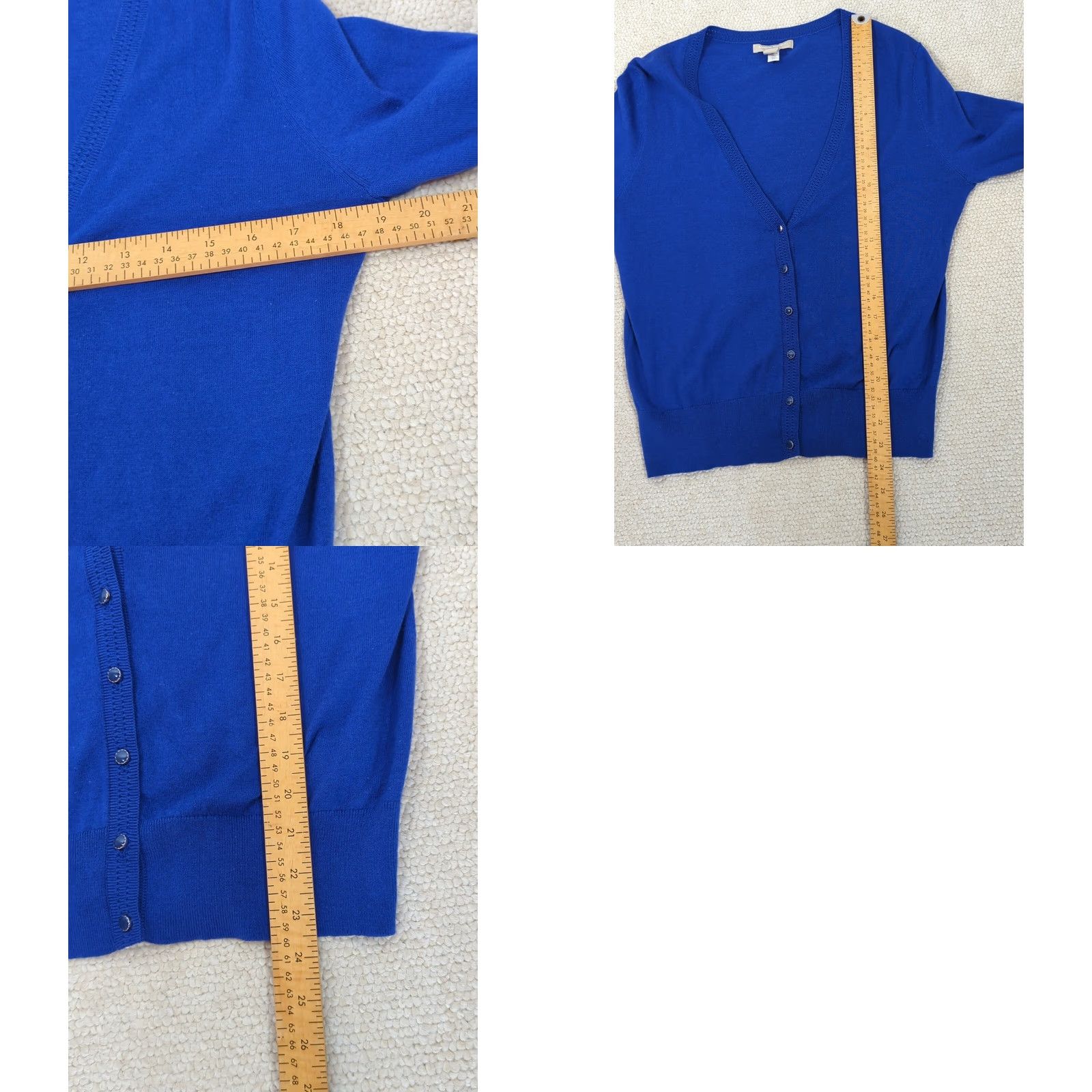 Banana Republic Banana Republic Womens Cardigan Sweater Size L Blue V-Neck 3/4 Sleeve Button Up Knit Lightweight Casual Business Regular Fit Adult Womens Size L / US 10 / IT 46 - 8 Thumbnail