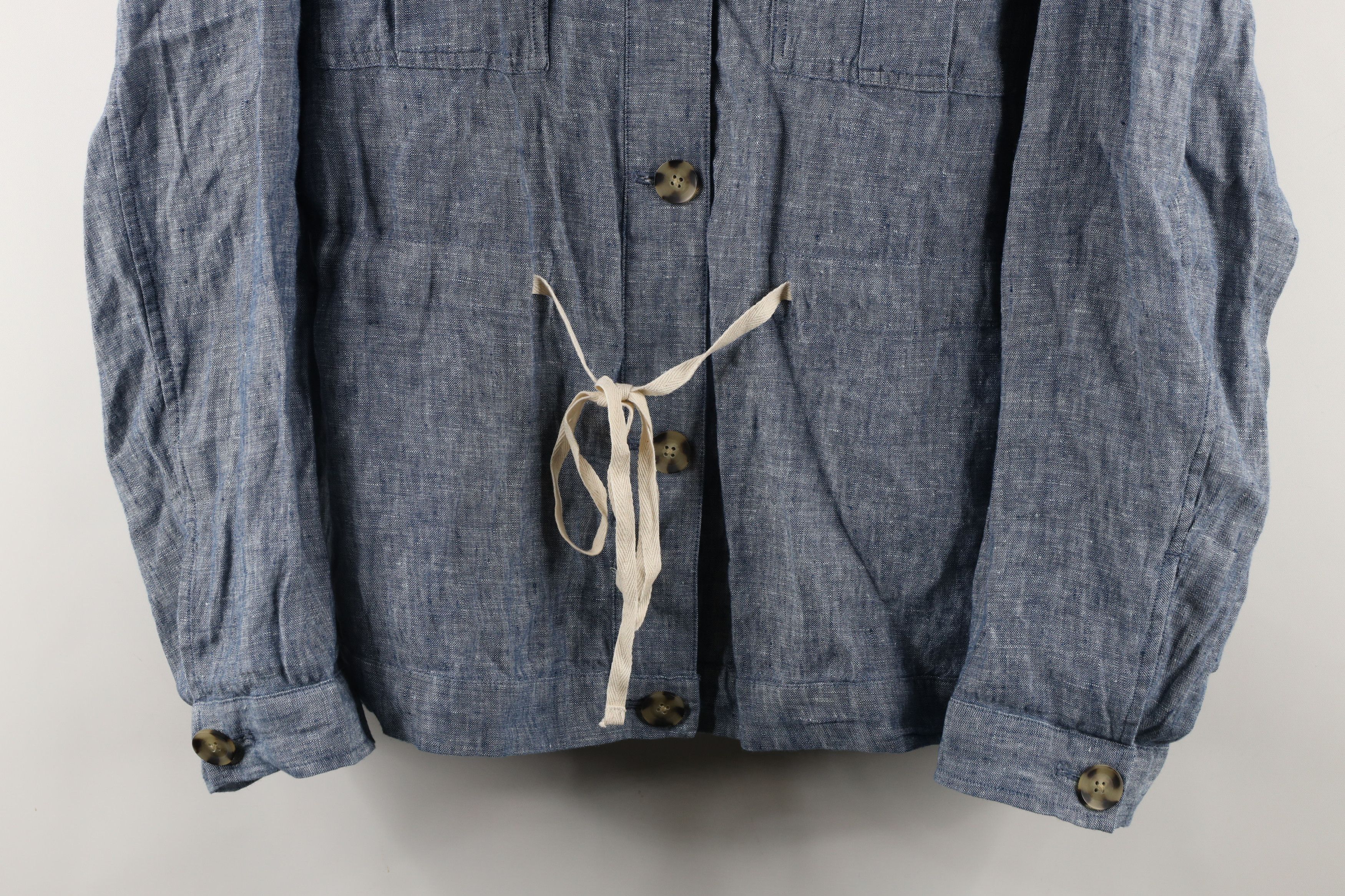 J. Jill × Vintage J Jill Love Linen Tie Linen Collared Button Shirt Blue Size XXL / US 16-18 / IT 52-54 - 3 Thumbnail