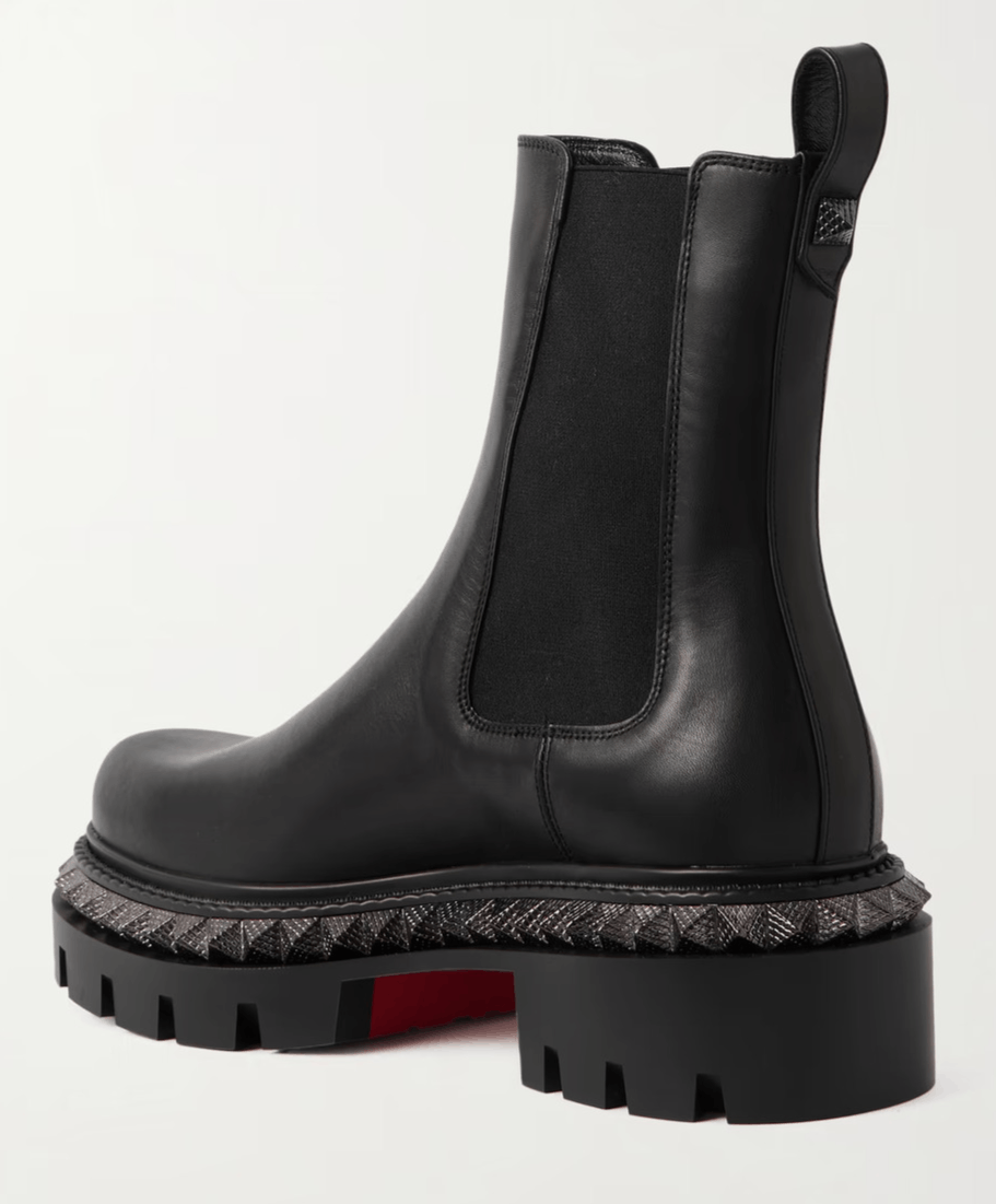 Christian Louboutin St Emilia Pyraclou Flat Black Calf Chelsea Lug Ankle Boot 37 Size US 7 / IT 37 - 15 Thumbnail