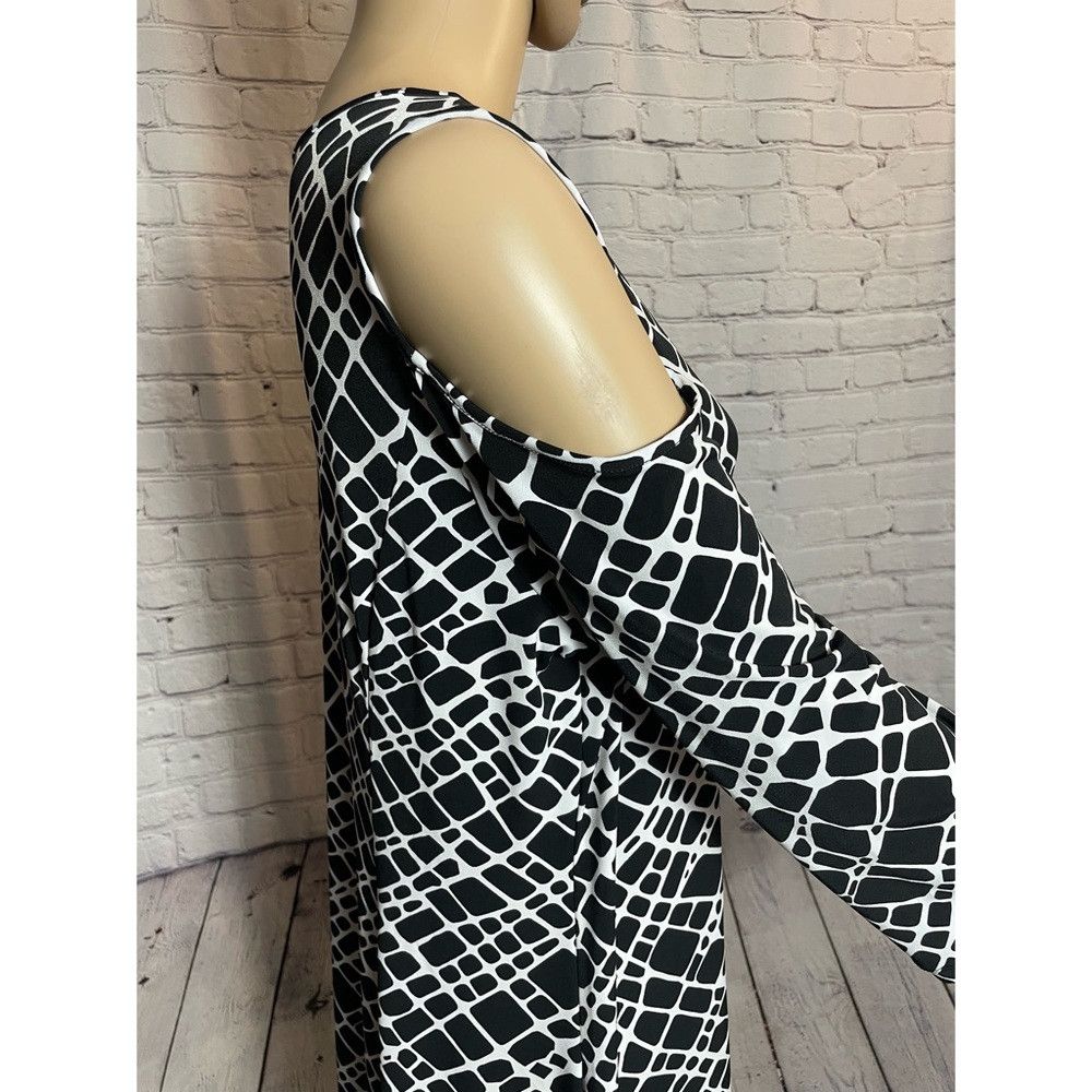 Other Susan Graver Printed Liquid Knit Cold Shoulder Black White Size L / US 10 / IT 46 - 3 Thumbnail