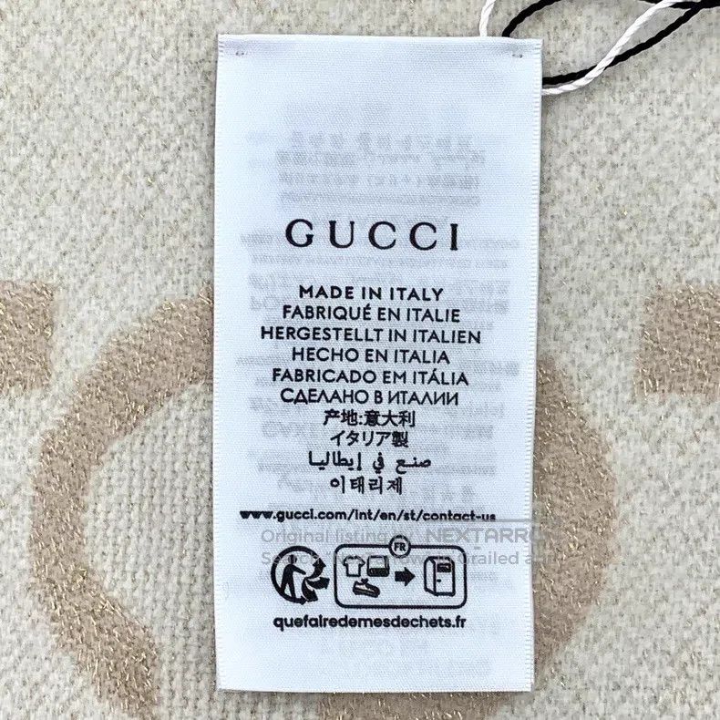Gucci Gucci Oatmeal logo jacquard full print cashmere tassel sca Size ONE SIZE - 5 Thumbnail