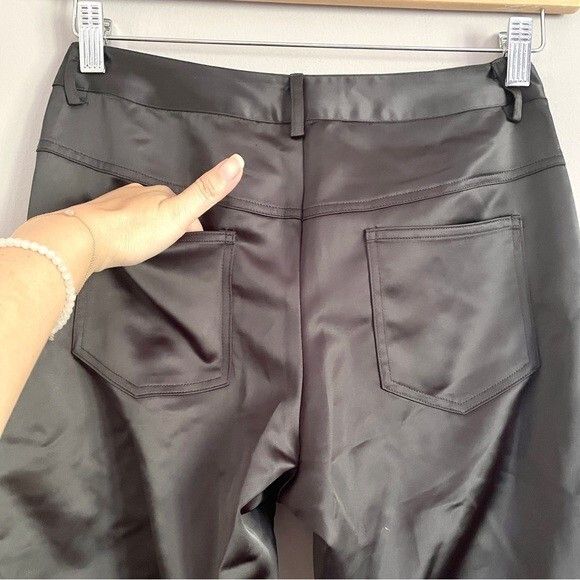 Other Ruve Loe Black Satin Ruched Skinny Slim Pants - S Size 28" / US 6 / IT 42 - 8 Thumbnail
