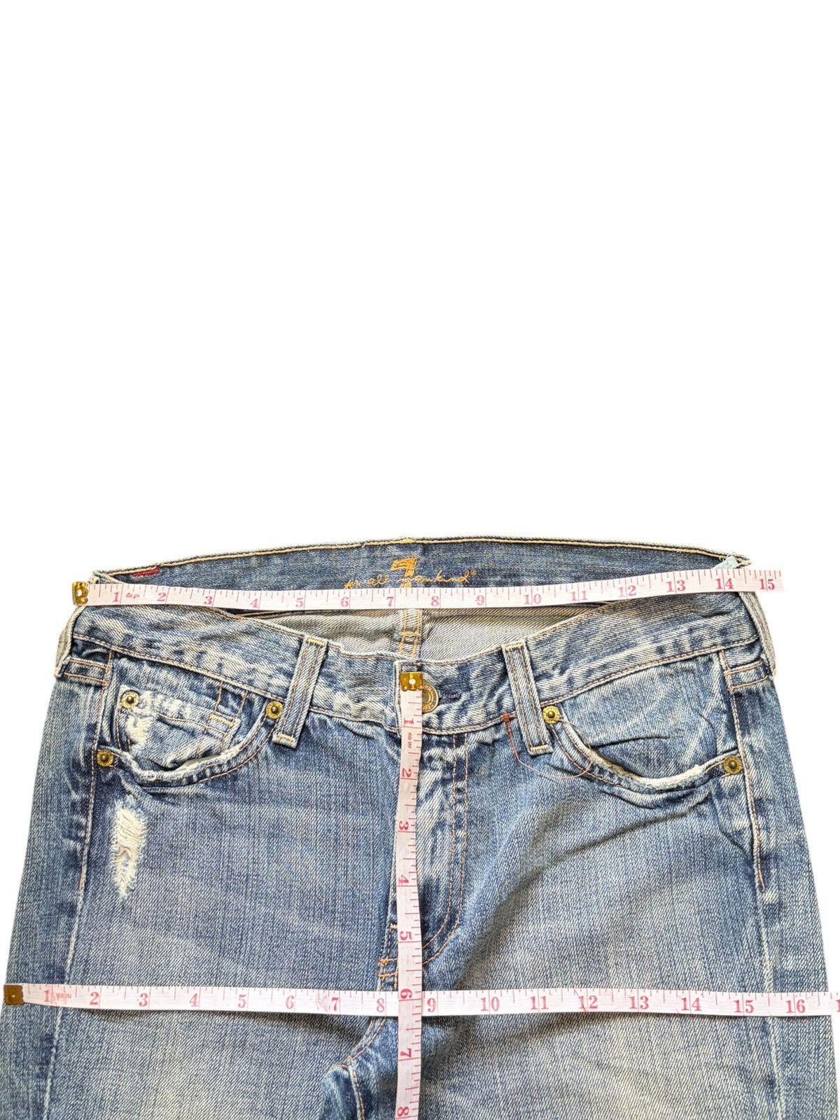 7 For All Mankind Vintage 7 For All Mankind Faded Wash Distress Flare Jeans Size 29" - 6 Thumbnail