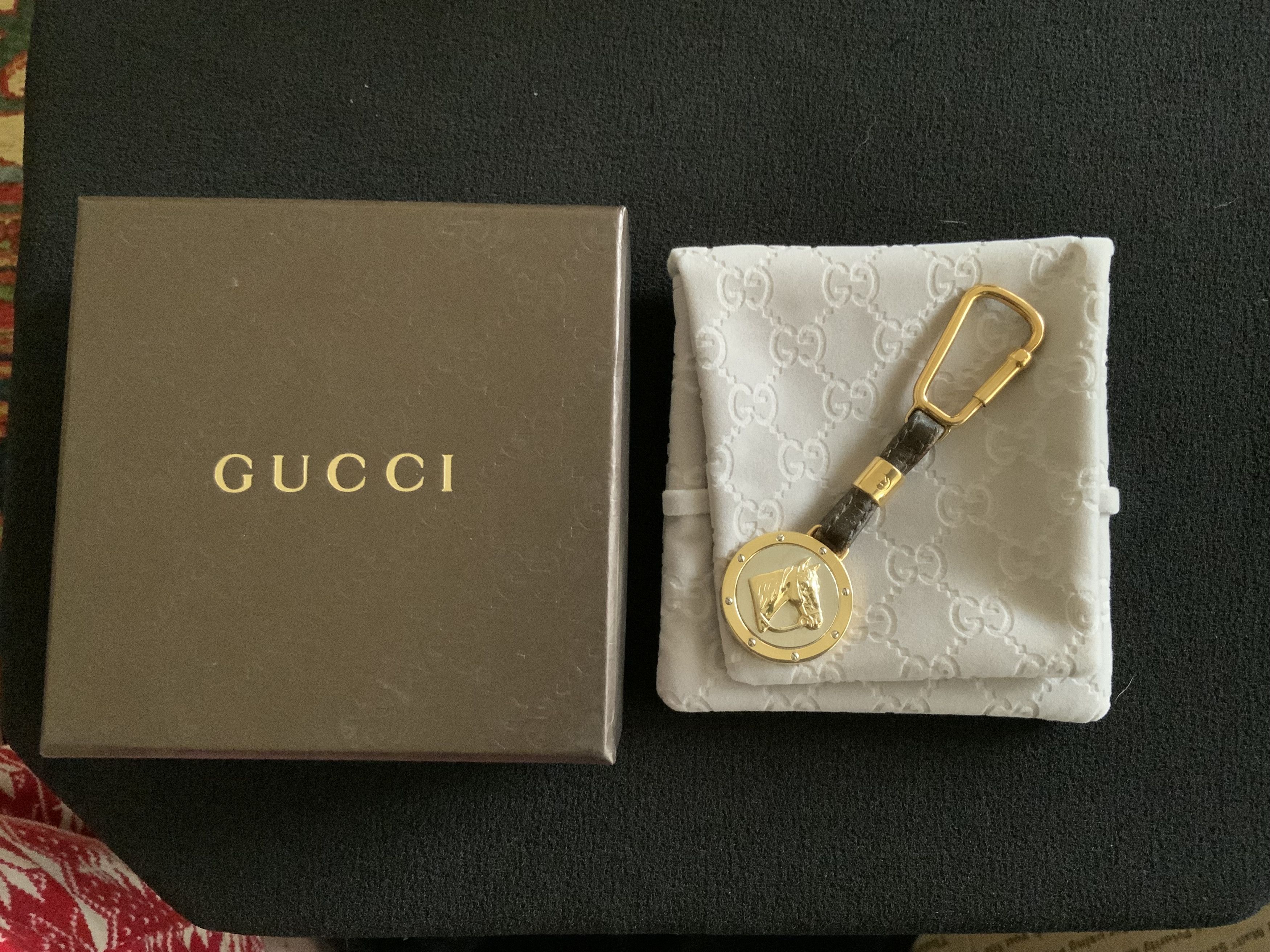 image of Vintage Gucci Equestrian Horse Medallion Keychain in Silver, Women's