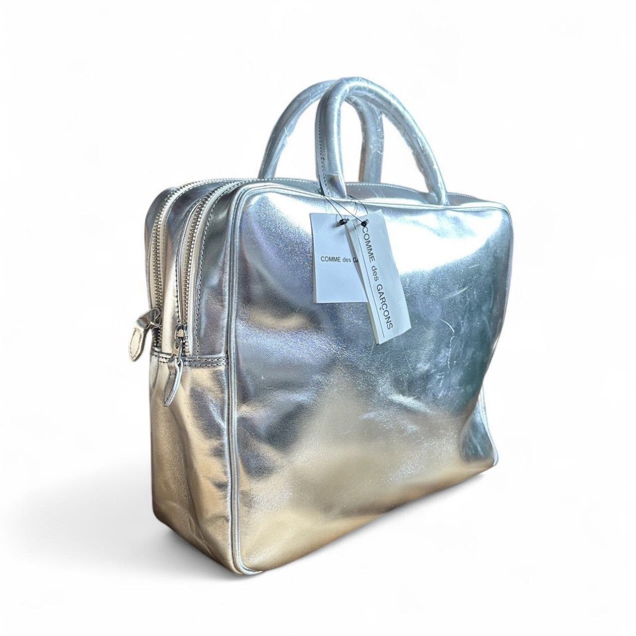 Comme des Garcons Comme des Garçons Aoyama Square Bag – Silver Cowhide Leather Size ONE SIZE - 6 Thumbnail