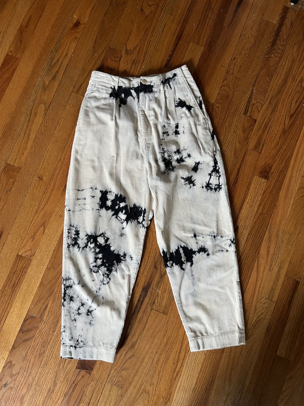 image of Kapital Tie-Dyed Corduroy Trousers in White, Men's (Size 32)