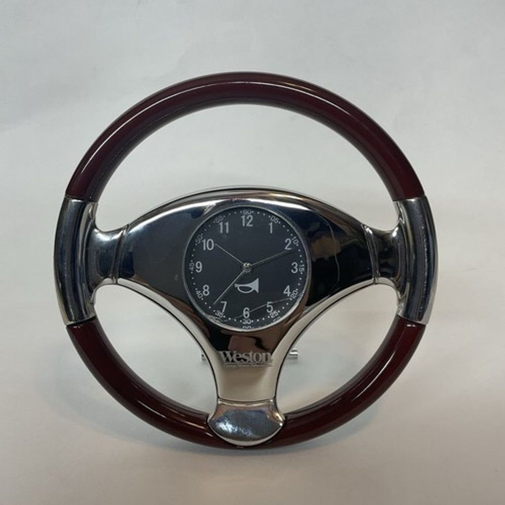 J.M. Weston Vintage Weston Chrome and Steering Wheel Desk Clock 6" FLAW Size ONE SIZE - 1 Thumbnail