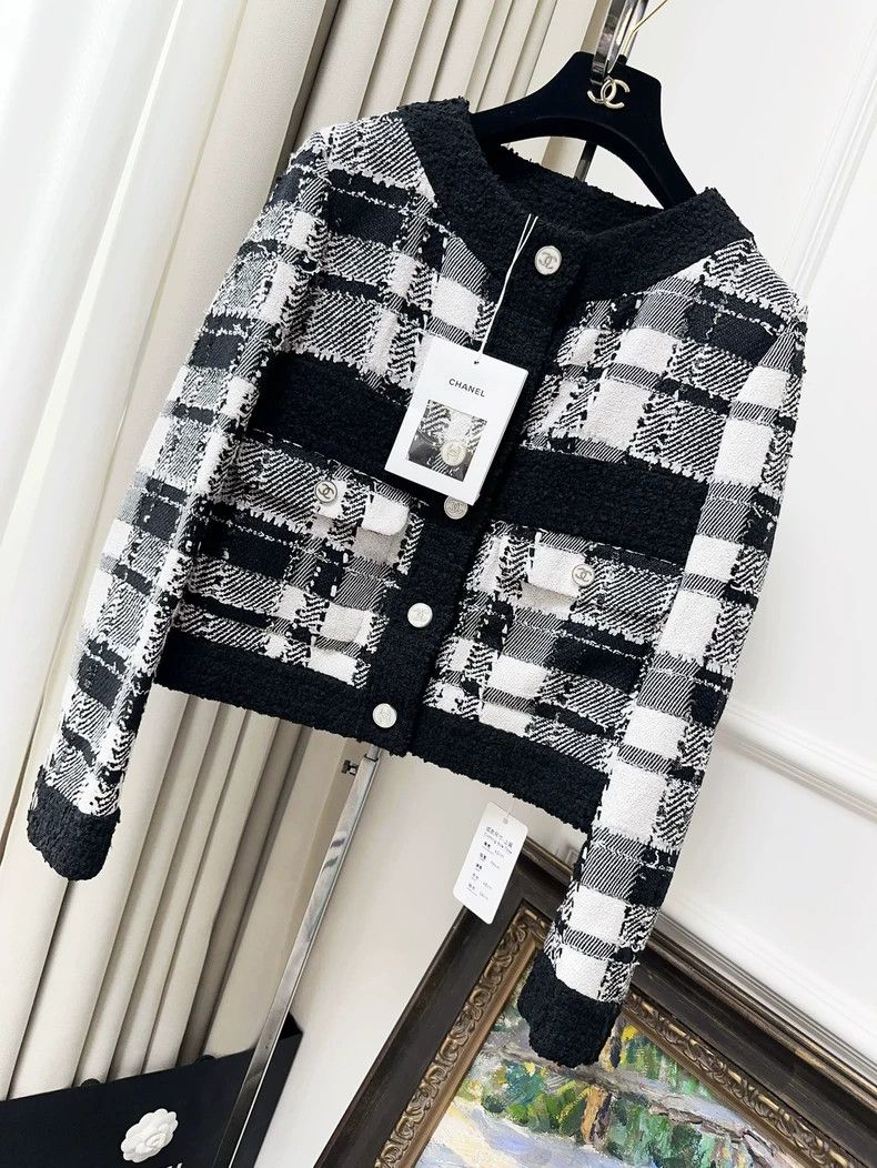 Chanel Chanel 23P black and white plaid short jacket Size XXS / US 00 / IT 34 - 7 Thumbnail
