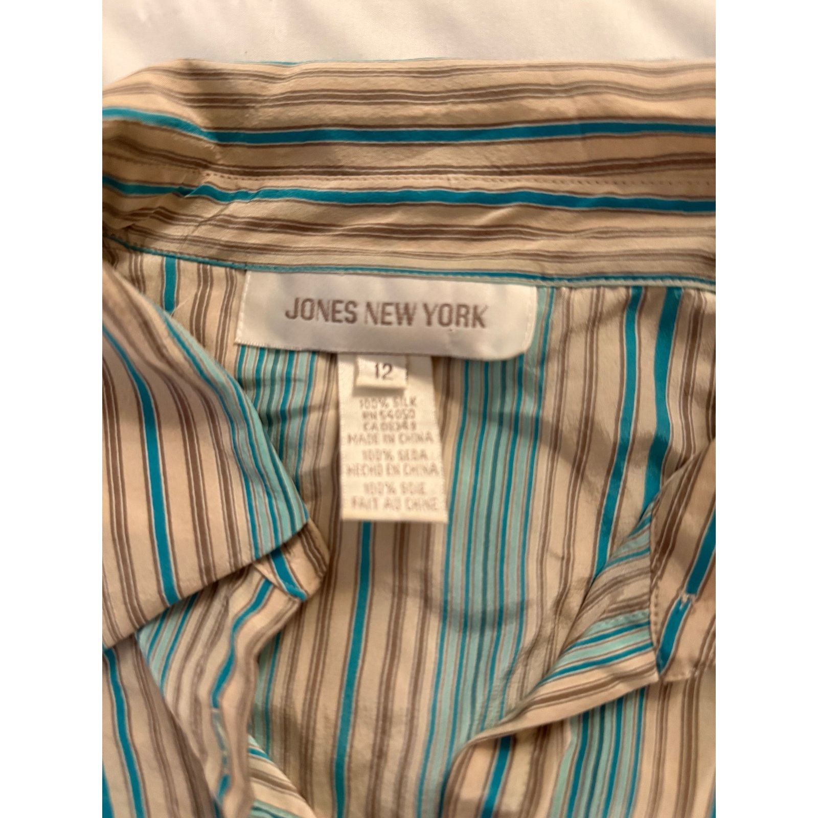 Jones New York Jones New York Striped Silk Button Down Blouse - Size 12 Size XL / US 12-14 / IT 48-50 - 2 Thumbnail