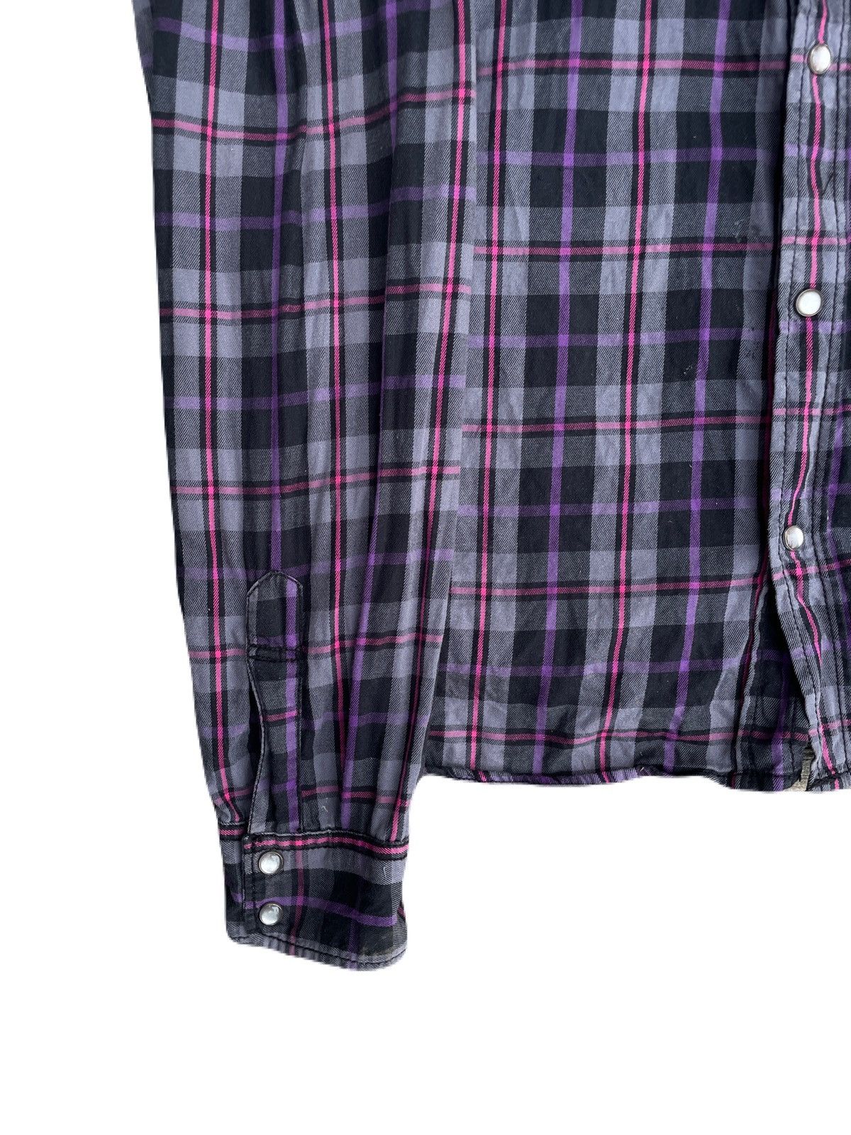 If Six Was Nine 2000s Japanese archive Vkei Patch Plaid Hooded Shirts Gyaruo Size US M / EU 48-50 / 2 - 6 Thumbnail