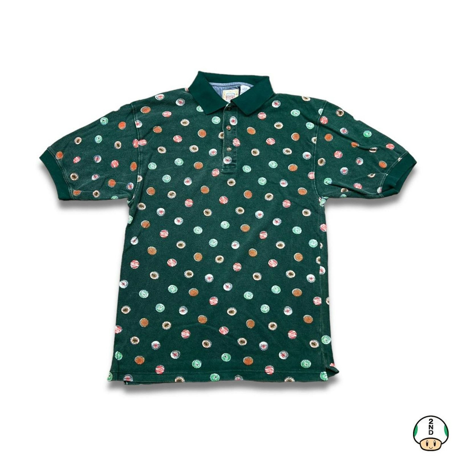 Coca Cola × Heineken × Vintage Vintage 90s Coke & Beer Bottle Cap Shirt Large AOP Polo Size US L / EU 52-54 / 3 - 1 Thumbnail