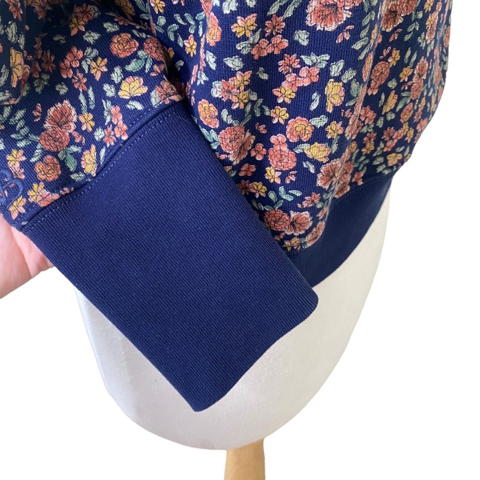 Veronica Beard Dylan Floral Half ZipSweatshirt Navy Multi