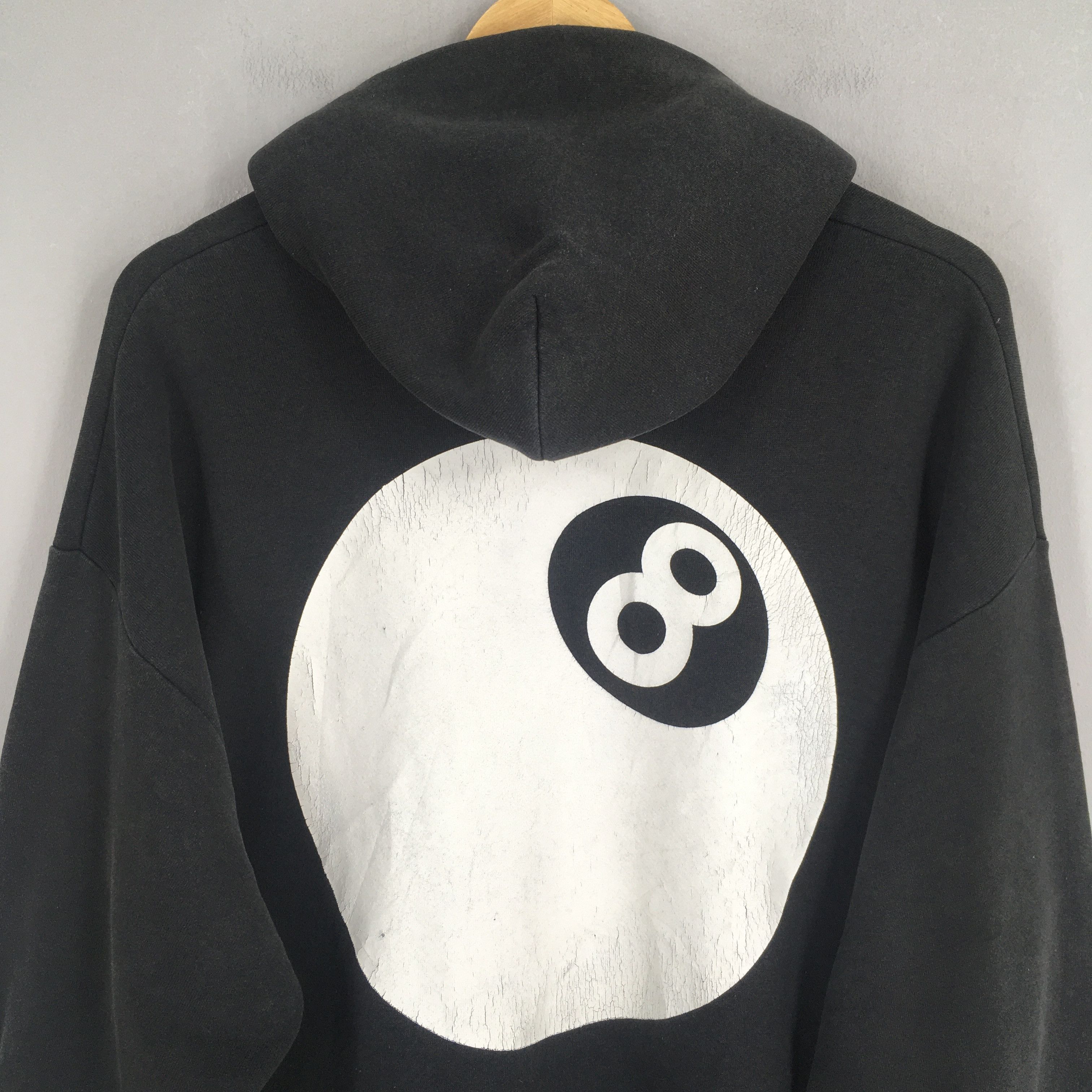 Stussy × Vintage Vintage Eight Ball Usa Black Hoodie Sweater XLarge Size US XL / EU 56 / 4 - 2 Thumbnail