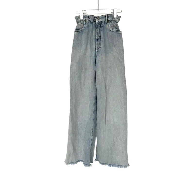 Miu Miu Miu Miu Blue Leather Women's Jeans 0089 Size 22" - 1 Thumbnail