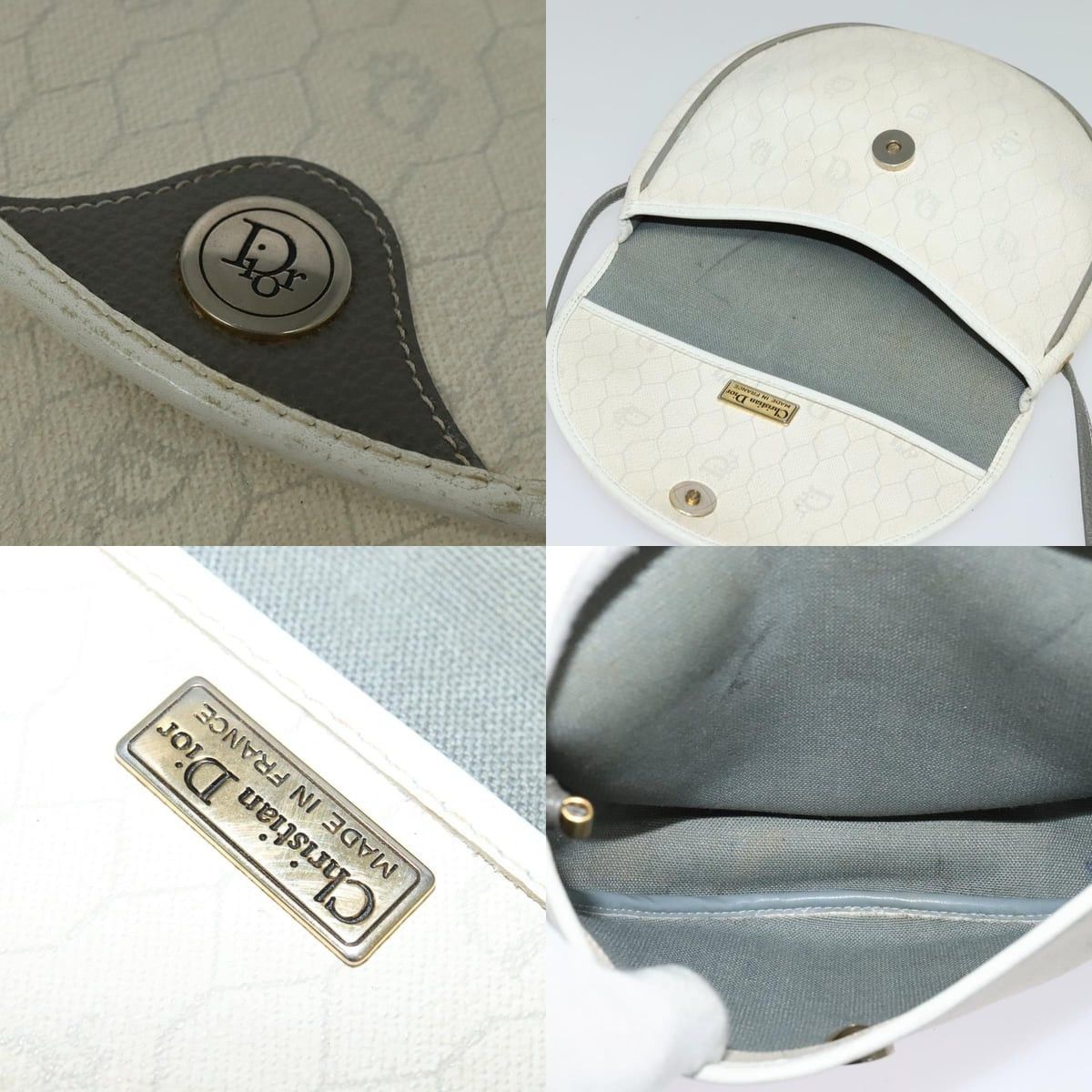 Dior DIOR Honeycomb Canvas Shoulder Bag Pvc White Gold Size ONE SIZE - 11 Thumbnail
