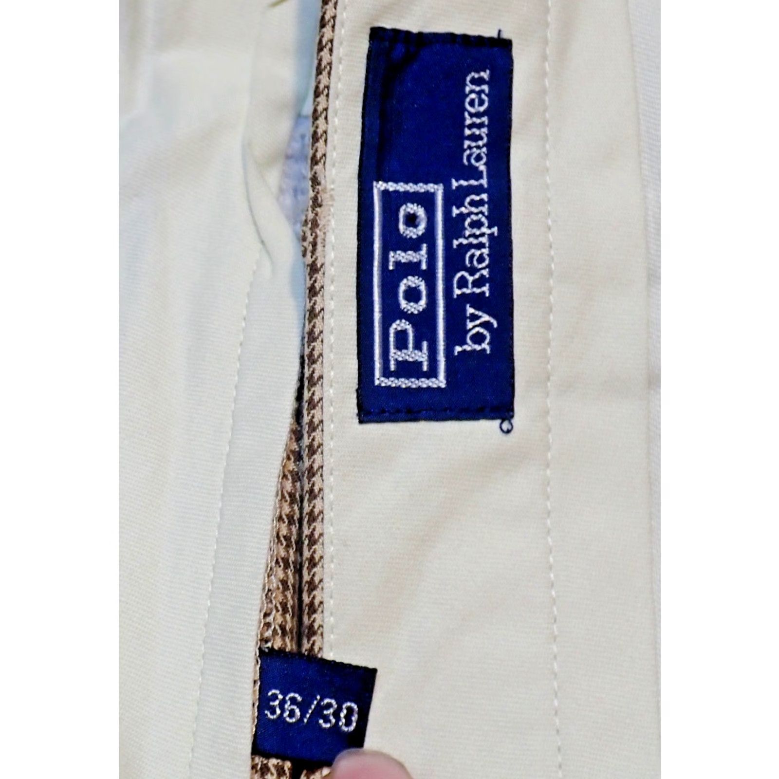 Polo Ralph Lauren VINTAGE Polo Ralph Lauren Dress Pants Men 36 Brown & White Houndstooth Mid Rise Straight Leg Cuffs 80s 90s Size US M / EU 48-50 / 2 - 4 Thumbnail