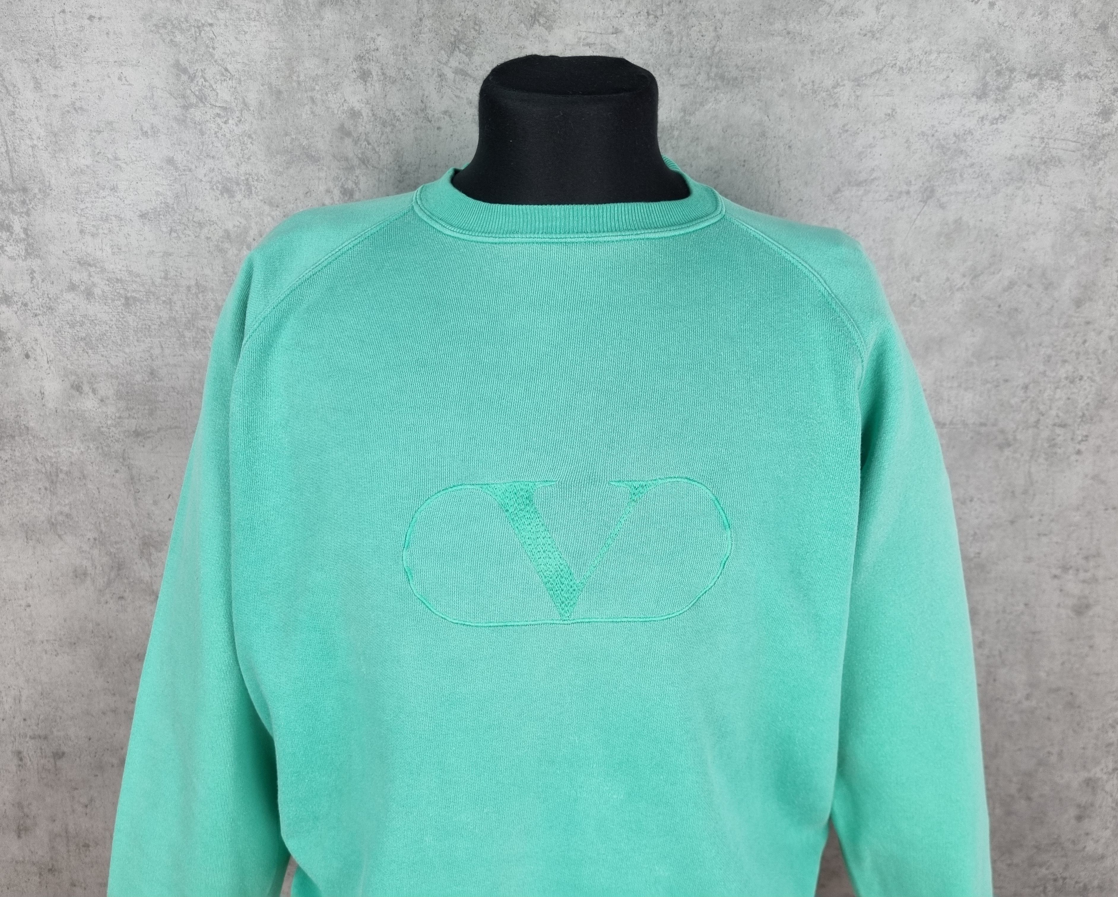 Valentino × Vintage 90s Valentino Big Logo Oversized Mint Sweatshirt Size US M / EU 48-50 / 2 - 2 Thumbnail