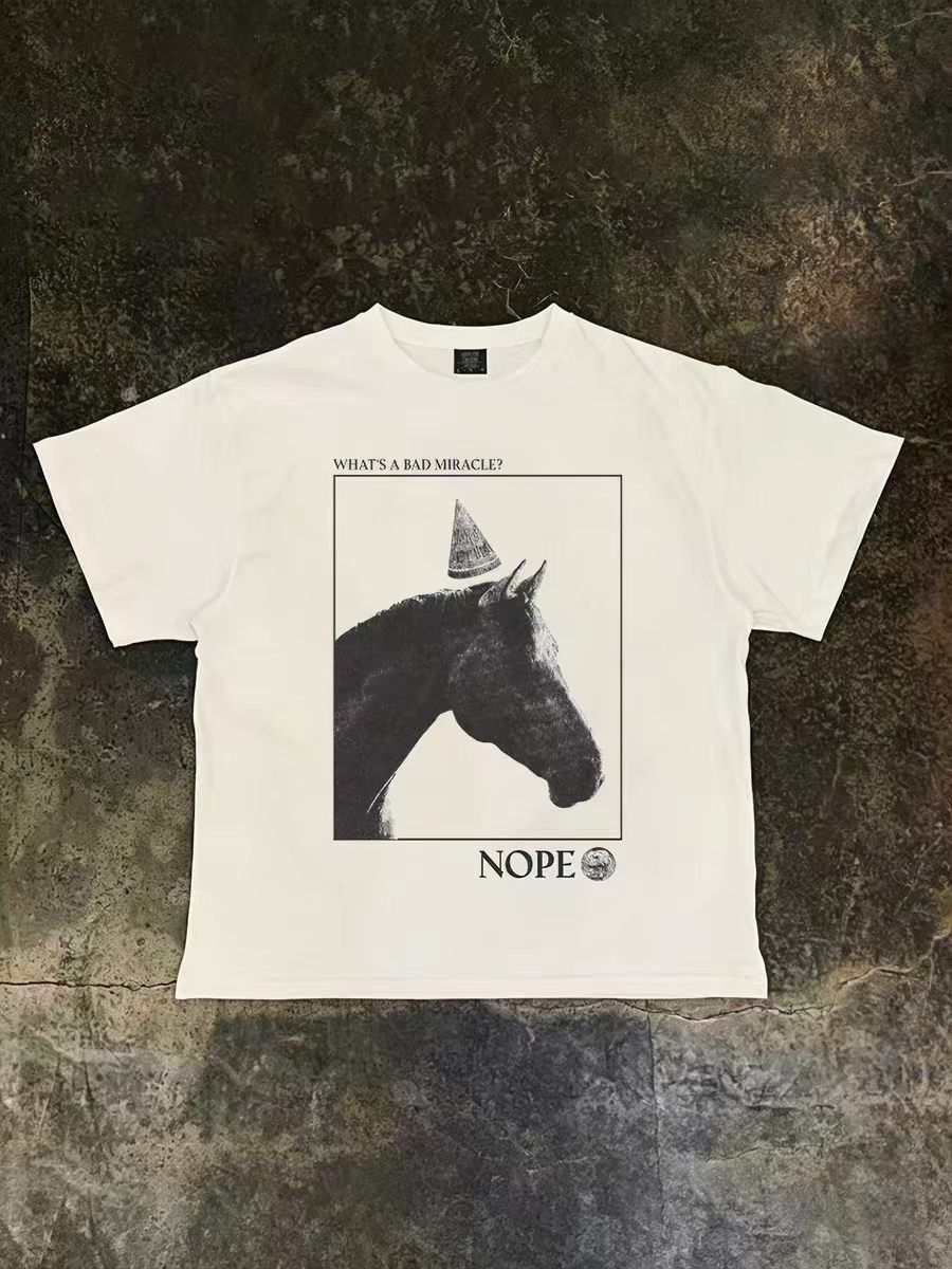 Vintage White Washed Vintage T-Shirt with Horse Print Size US M / EU 48-50 / 2 - 1 Thumbnail