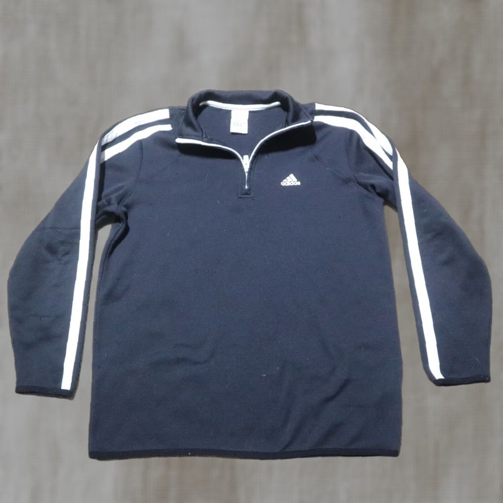 Adidas Adidas Sweater Shirt Mens XL Black White Stripe 1/4 Zippered Track Multicolor Pullover Size US XL / EU 56 / 4 - 1 Thumbnail
