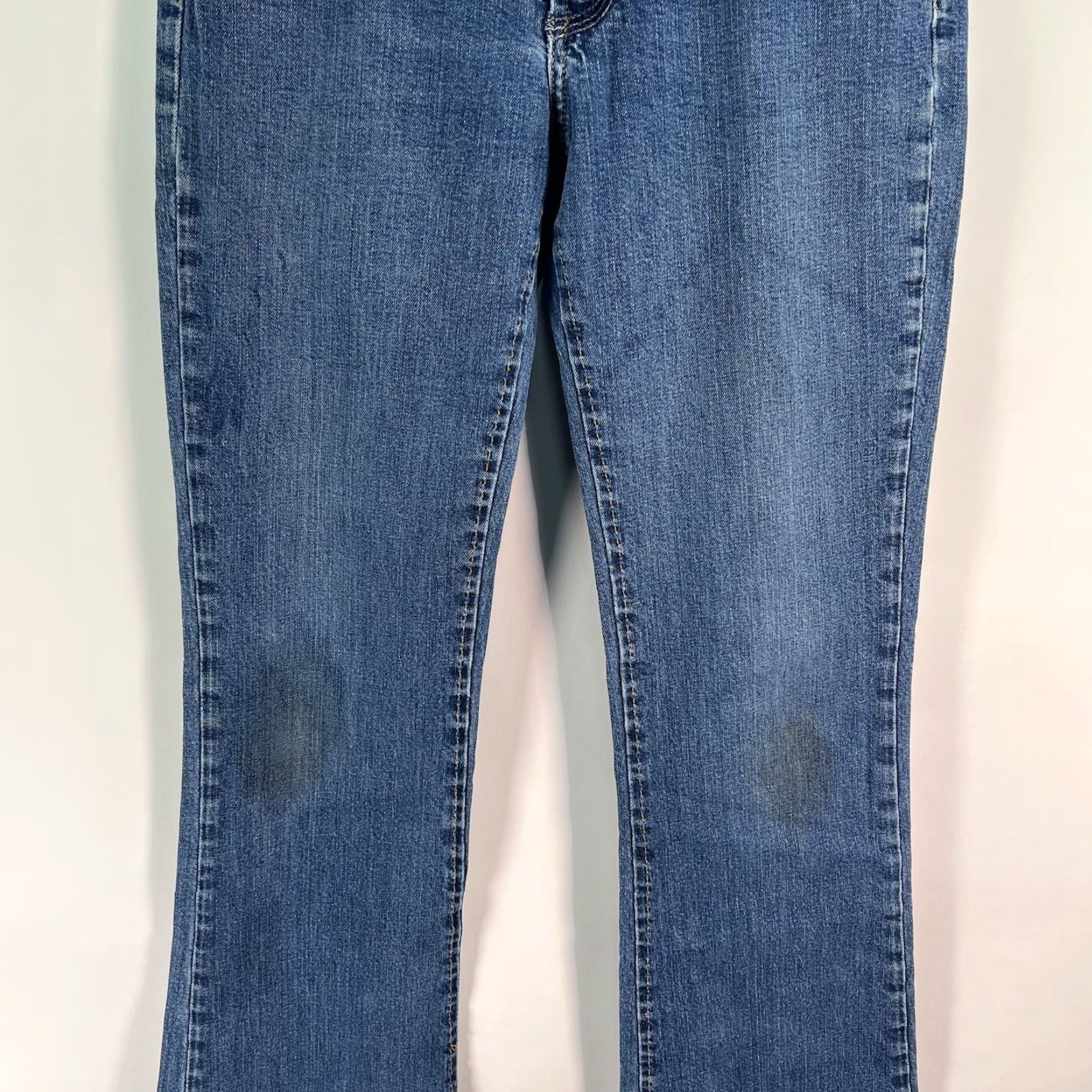 Denime Bishop Of The Seventh Jeans Women Bootcut 27 Distressed Denim Blue 30 Inseam 32 Size 27" / US 4 / IT 40 - 4 Thumbnail