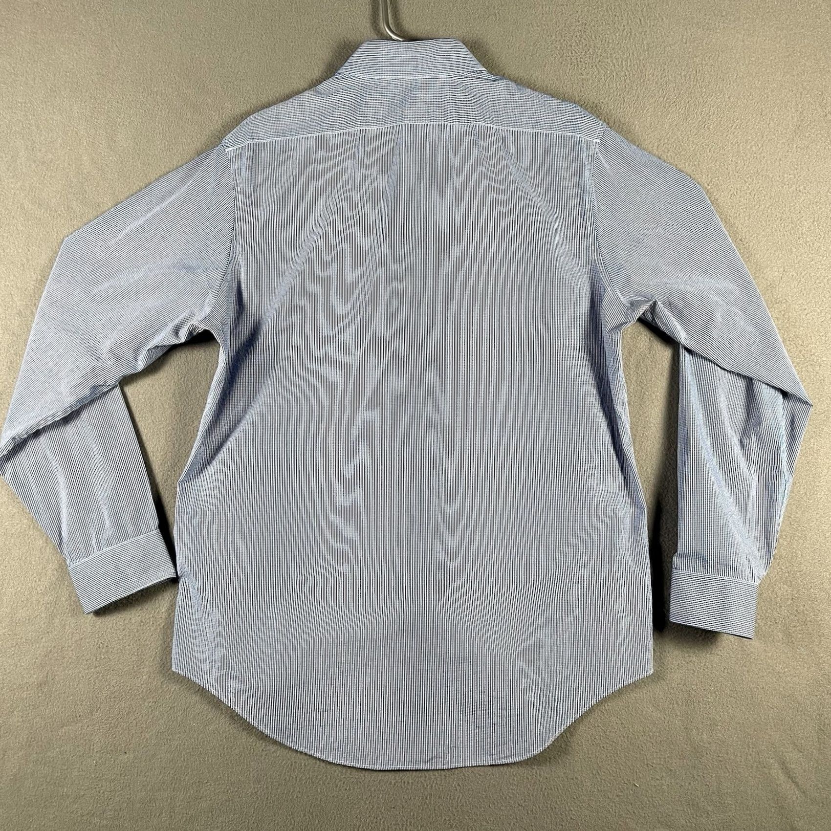 Calvin Klein Calvin Klein Dress Shirt Blue Check Long Sleeve 16 34/35 100% Cotton Large Slim VINTAGE Size US L / EU 52-54 / 3 - 3 Thumbnail