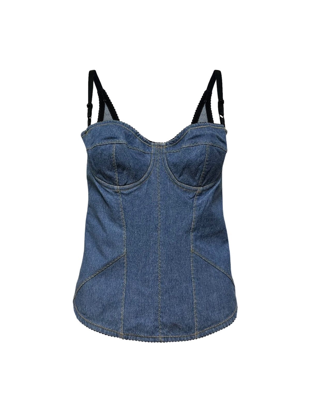 Dolce & Gabbana DOLCE&GABBANA Fall Winter 1996 Denim Bustier Size L / US 10 / IT 46 - 1 Thumbnail